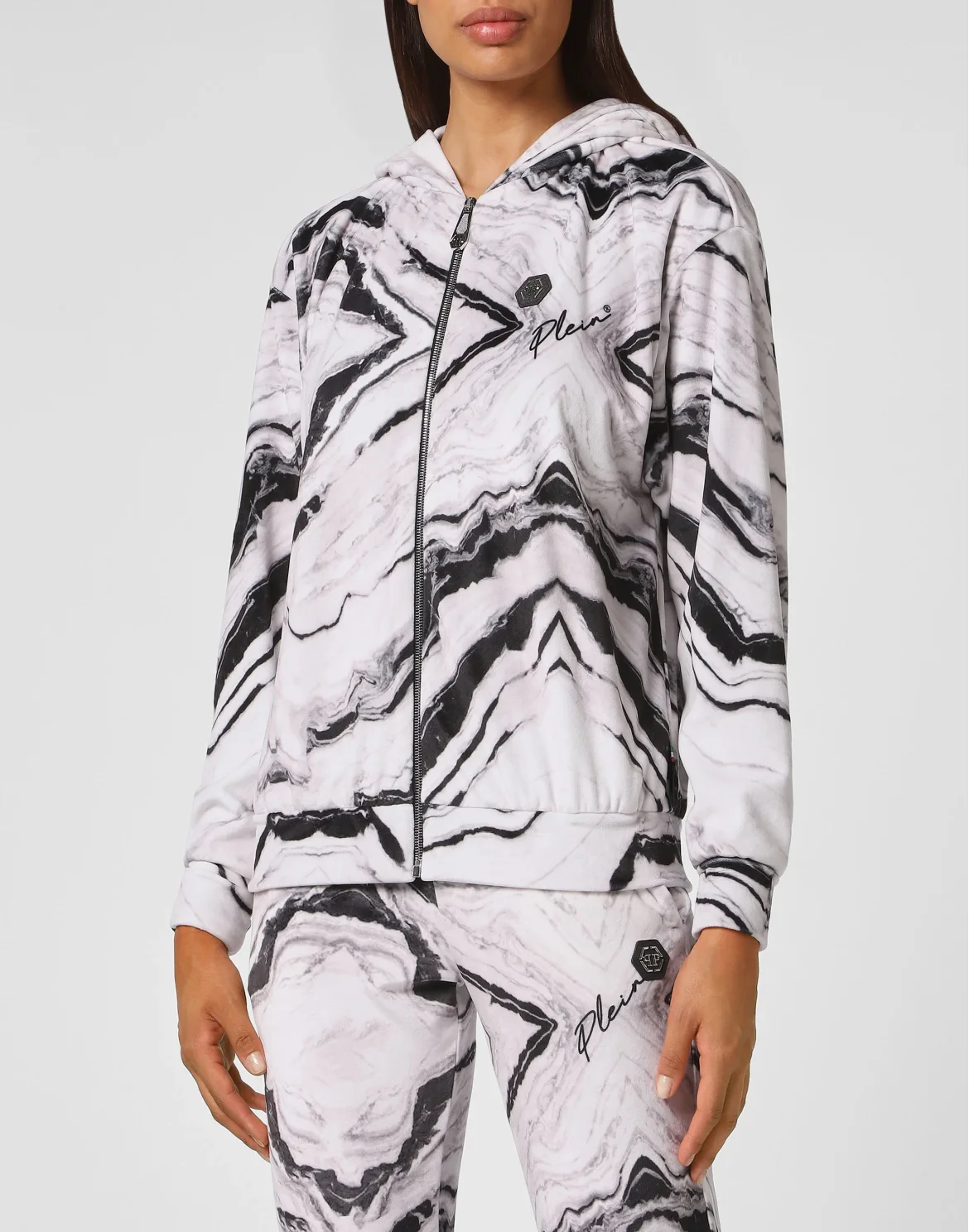 Jogging Tracksuit: Hoodie/Trousers Marble, цвет: Белый