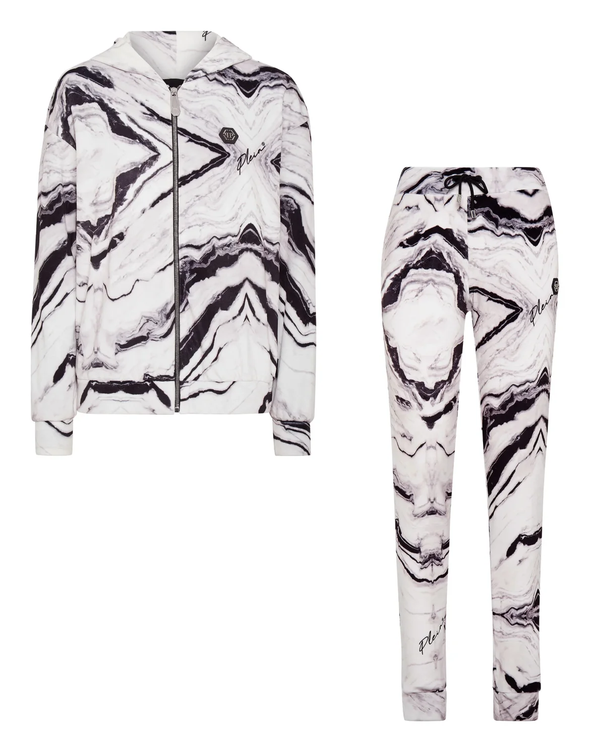 Jogging Tracksuit: Hoodie/Trousers Marble, цвет: Белый