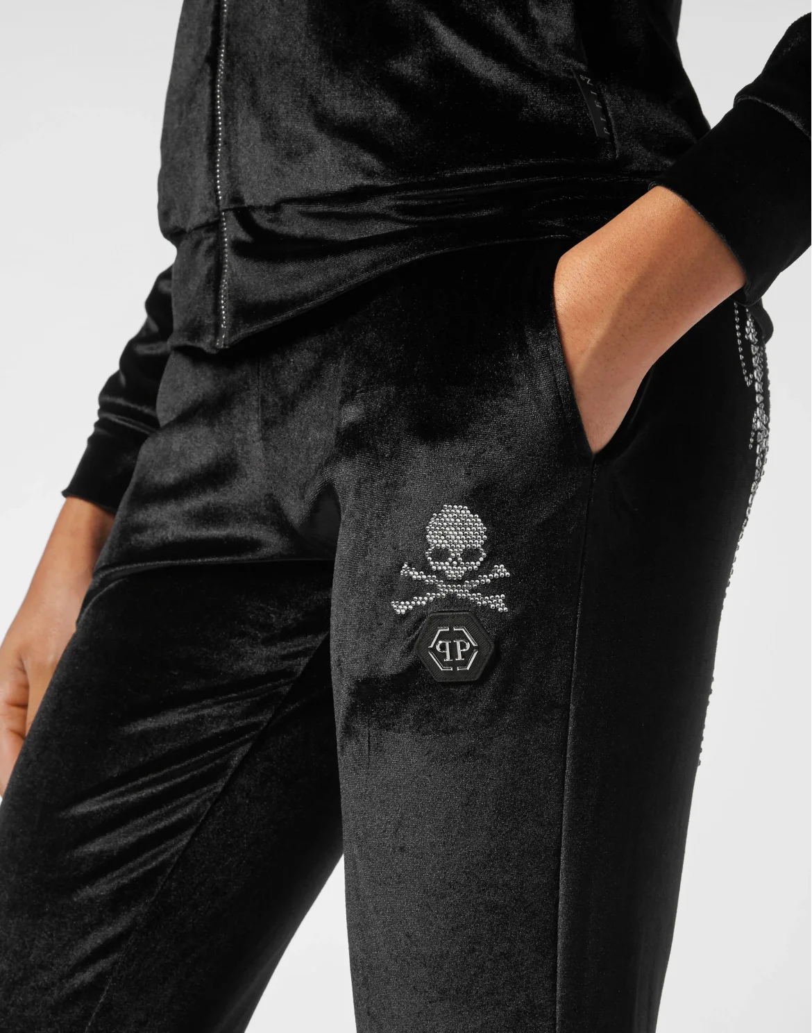 Jogging Pants Gothic Plein with Crystals, цвет: Черный