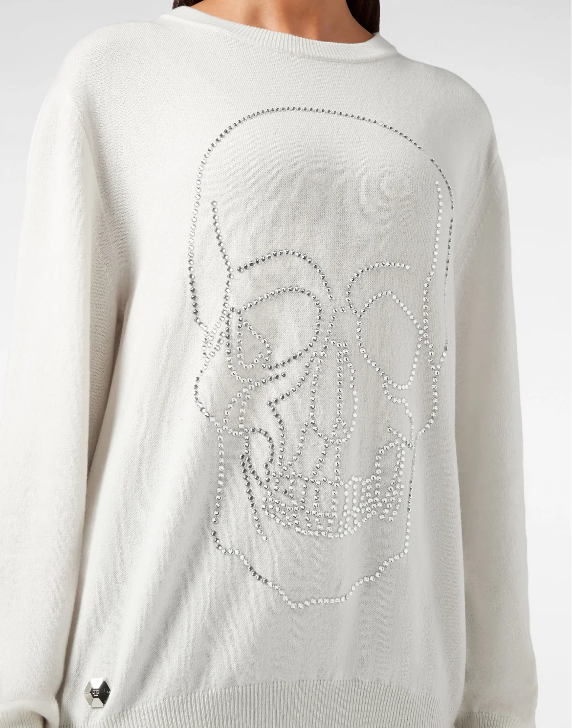 Cashmere Pullover Round Neck LS with Crystals, цвет: Белый