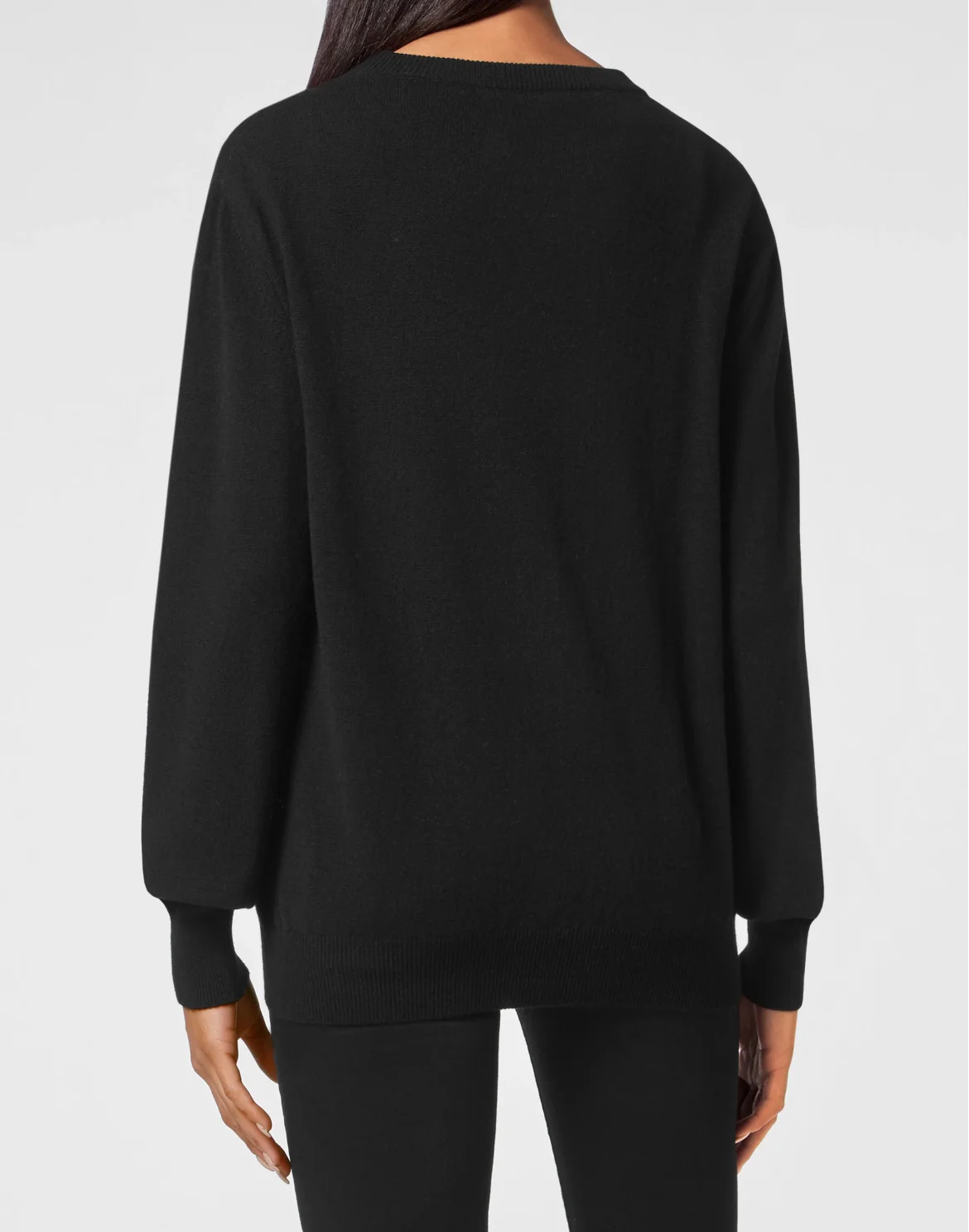 Cashmere Pullover Round Neck LS with Crystals, цвет: Черный
