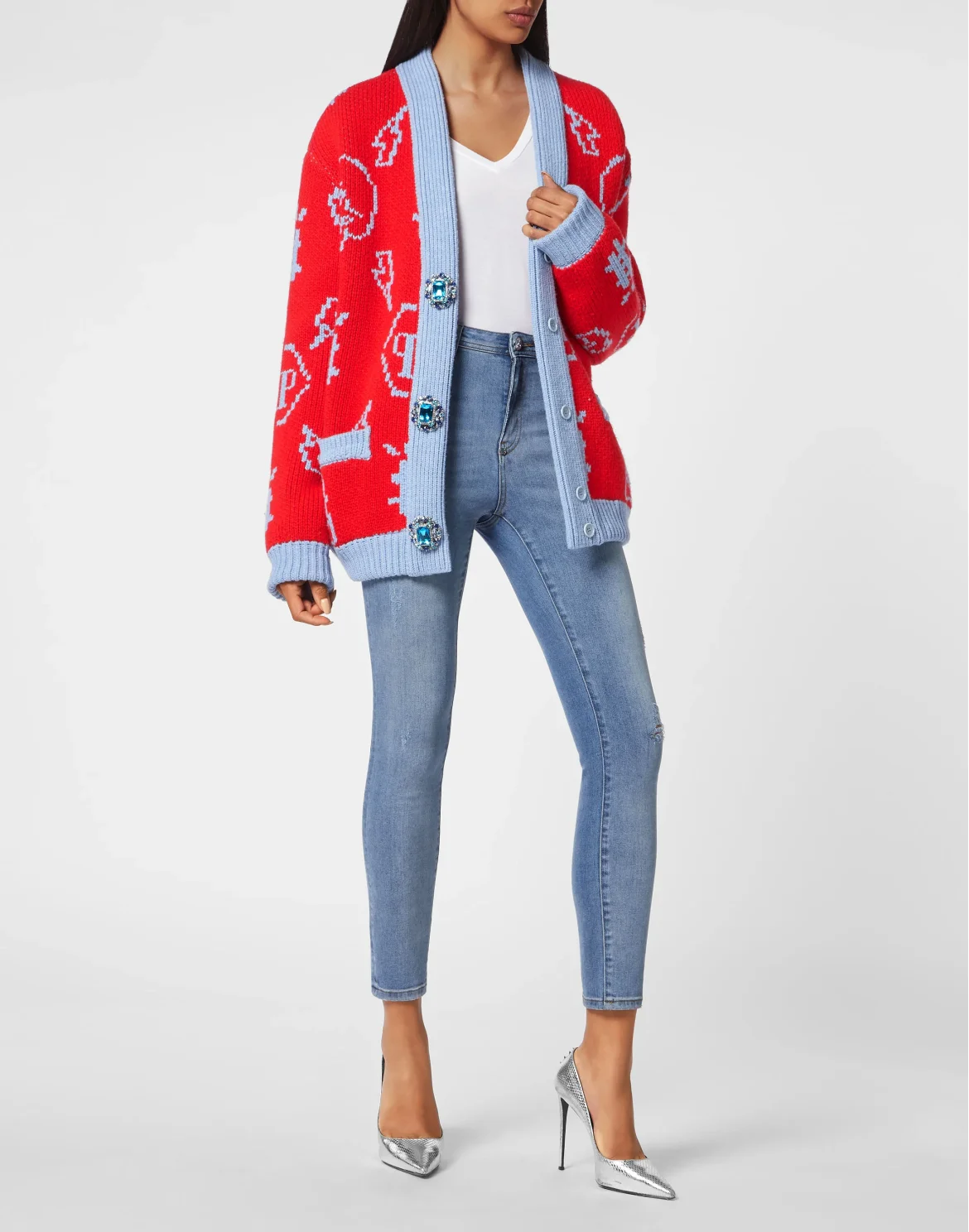 Jacquard Cardigan Monogram, цвет: Красный