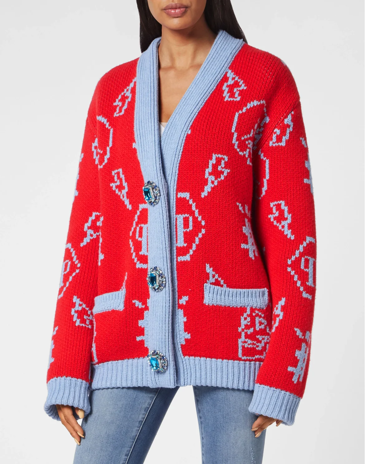 Jacquard Cardigan Monogram, цвет: Красный
