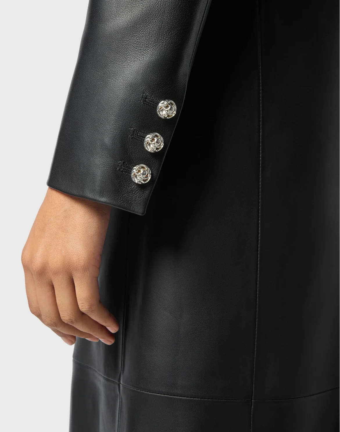 Leather Extra Long Coat, цвет: Черный