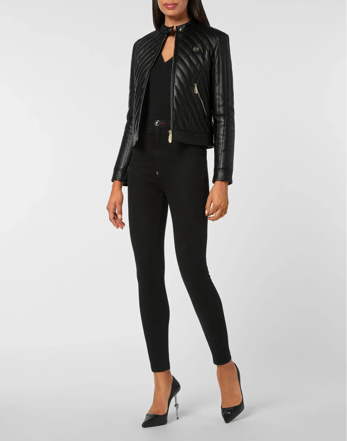 Quilted Leather Jacket, цвет: Черный