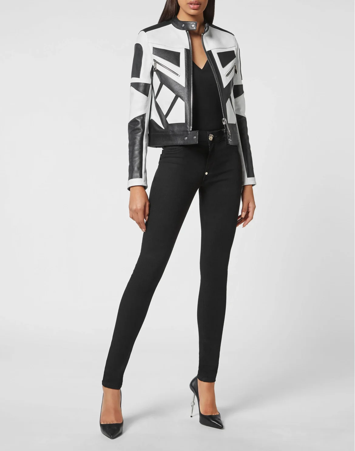 Leather Moto Jacket, цвет: Белый