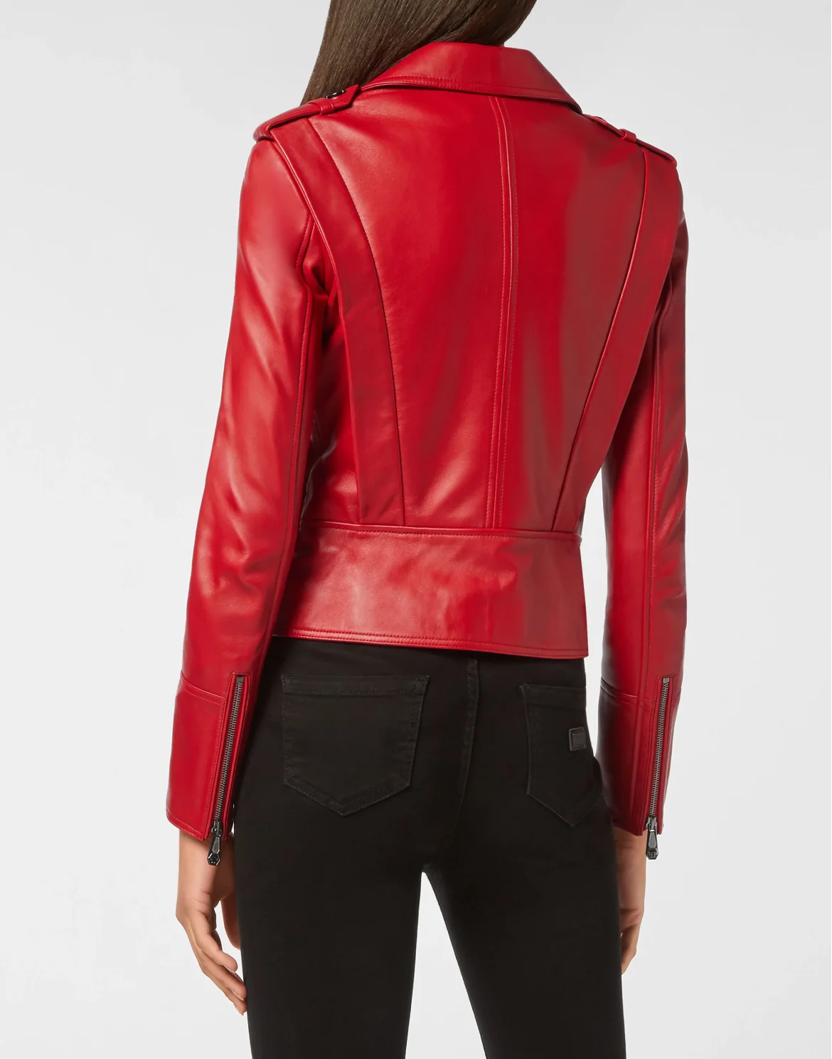 Leather Biker Jacket, цвет: Красный