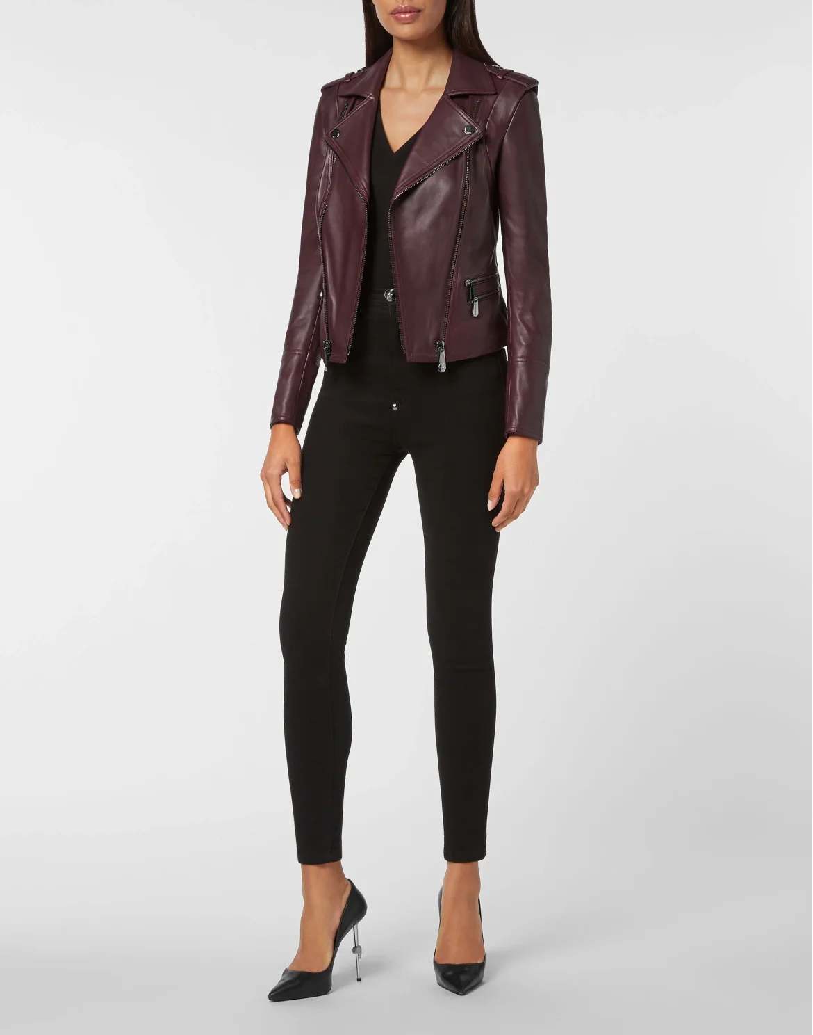 Leather Biker Jacket, цвет: Фиолетовый