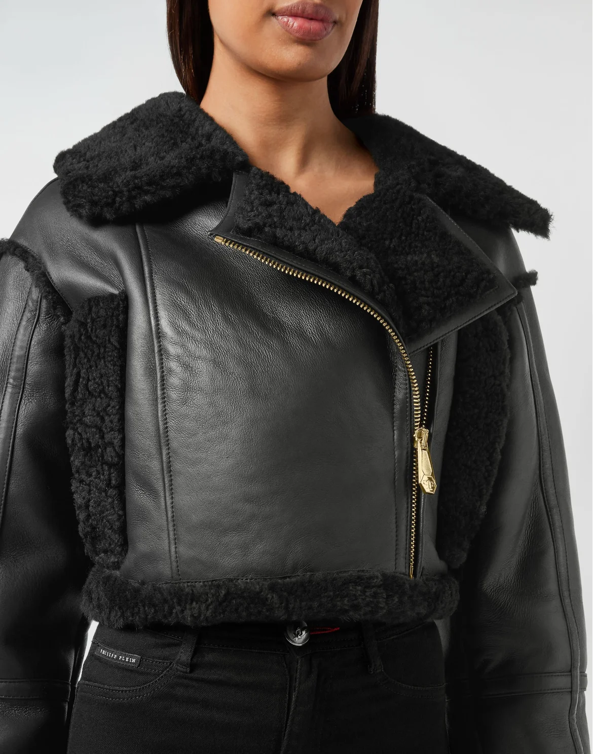 Shearling Jacket Skull, цвет: Черный