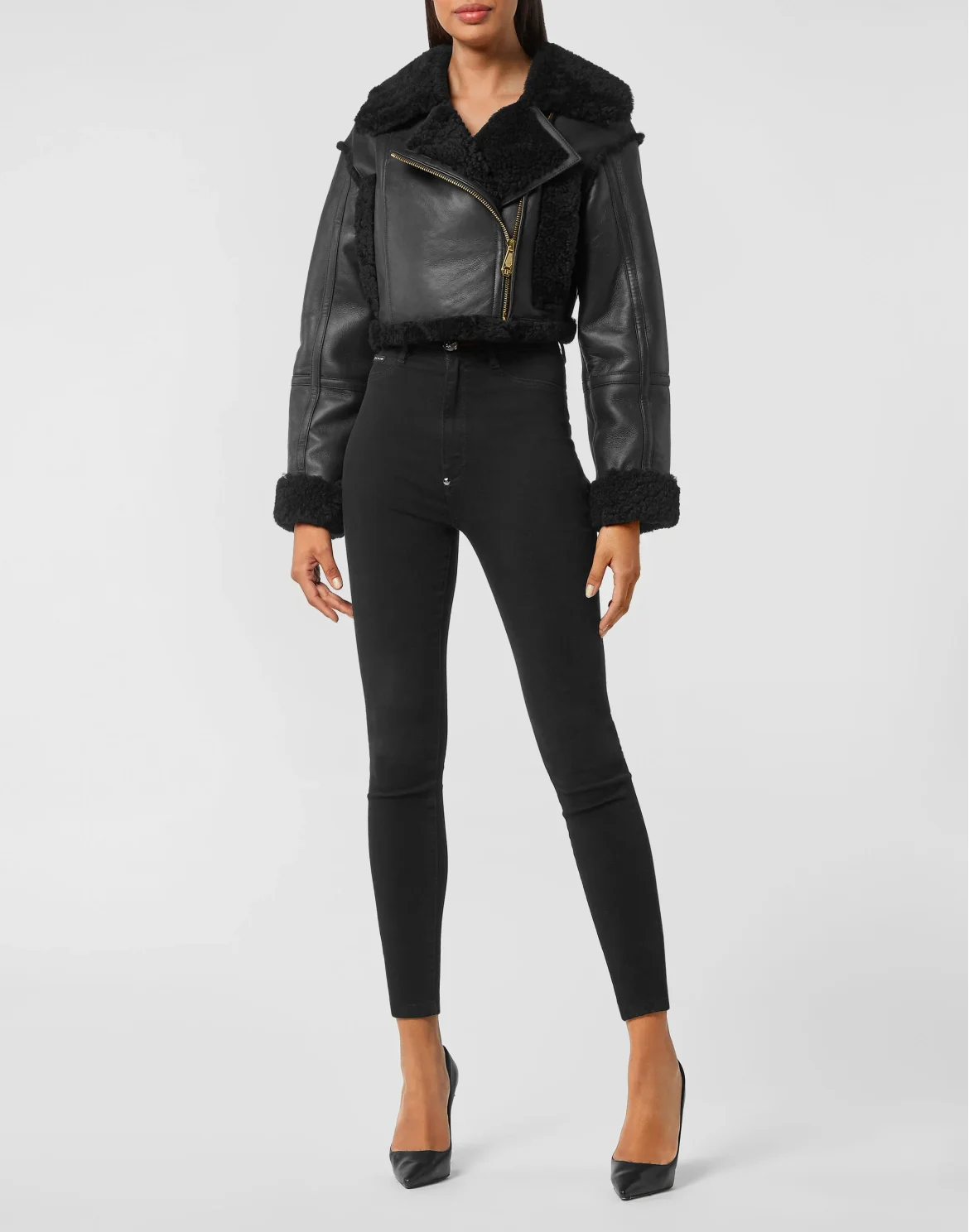 Shearling Jacket Skull, цвет: Черный