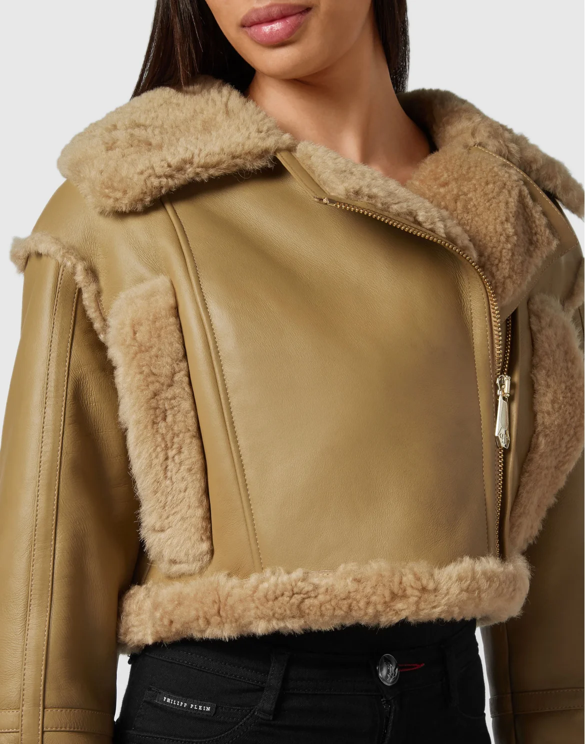 Shearling Jacket Skull, цвет: Бежевый