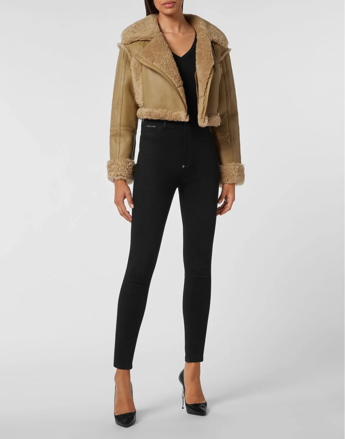 Shearling Jacket Skull, цвет: Бежевый