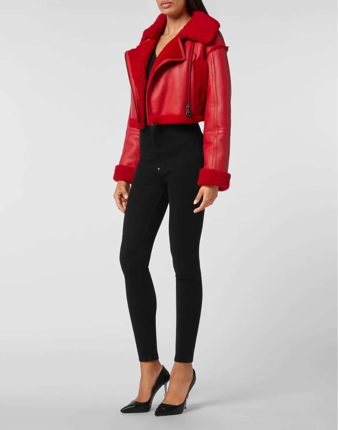 Shearling Jacket Skull, цвет: Красный
