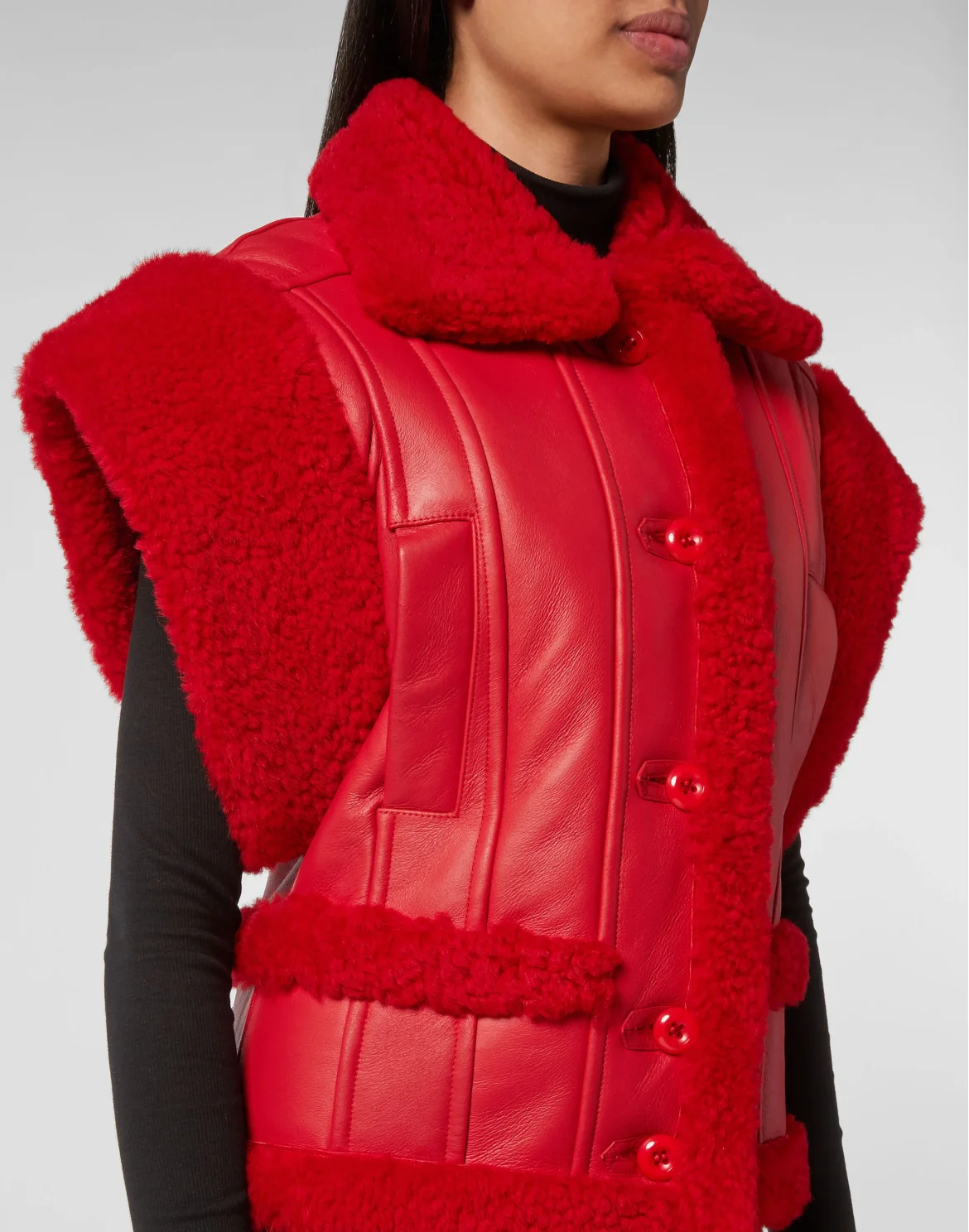 Shearling Sleveless Vest Gothic Plein, цвет: Красный