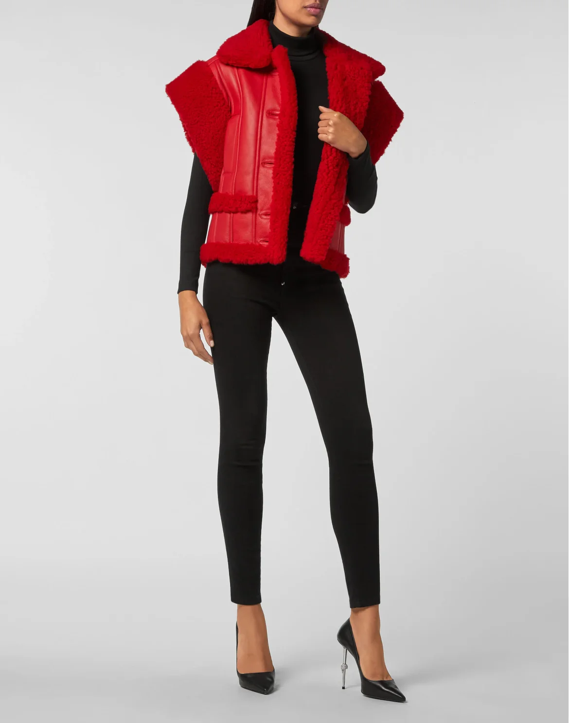 Shearling Sleveless Vest Gothic Plein, цвет: Красный