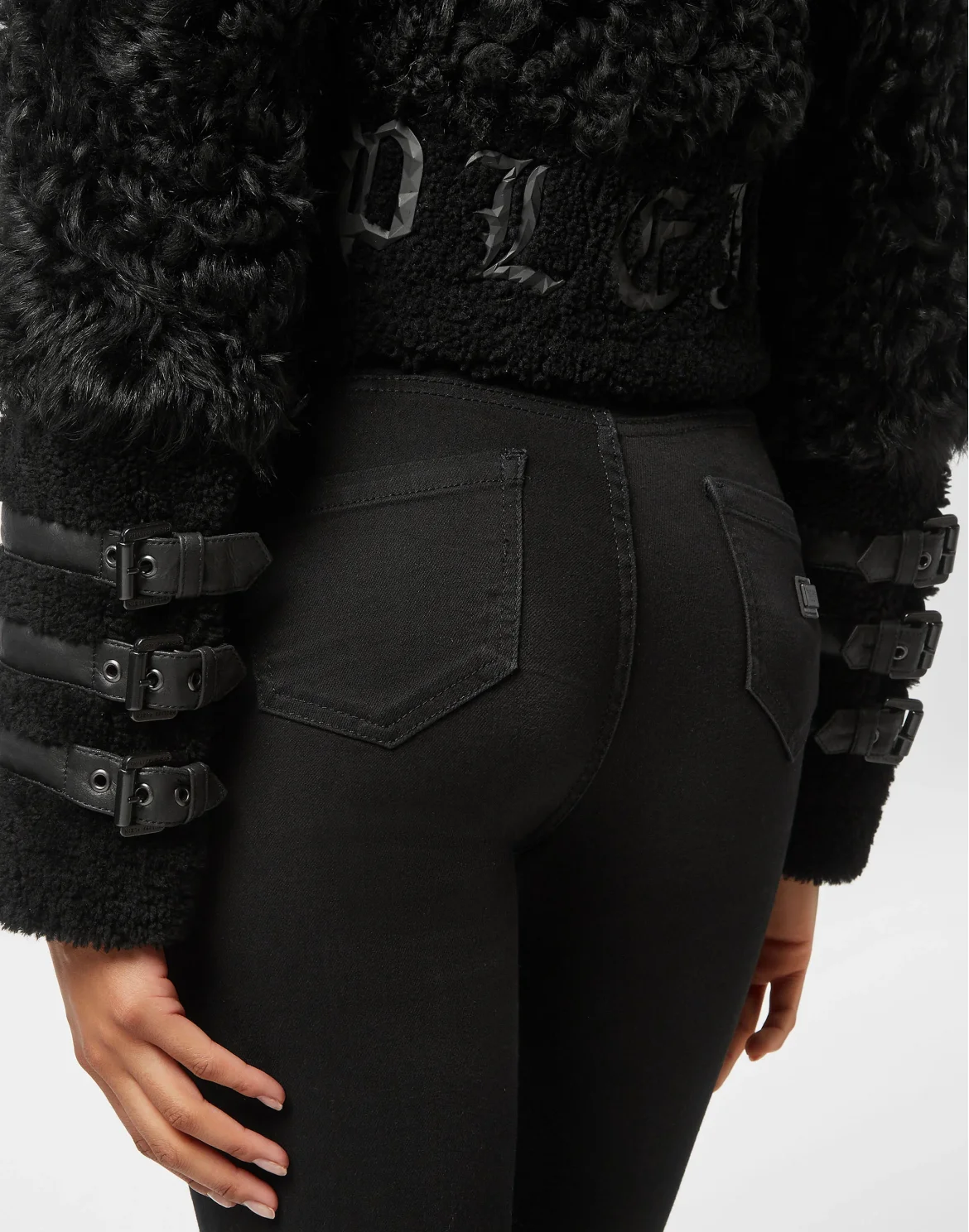 Shearling Jacket Gothic Plein, цвет: Черный