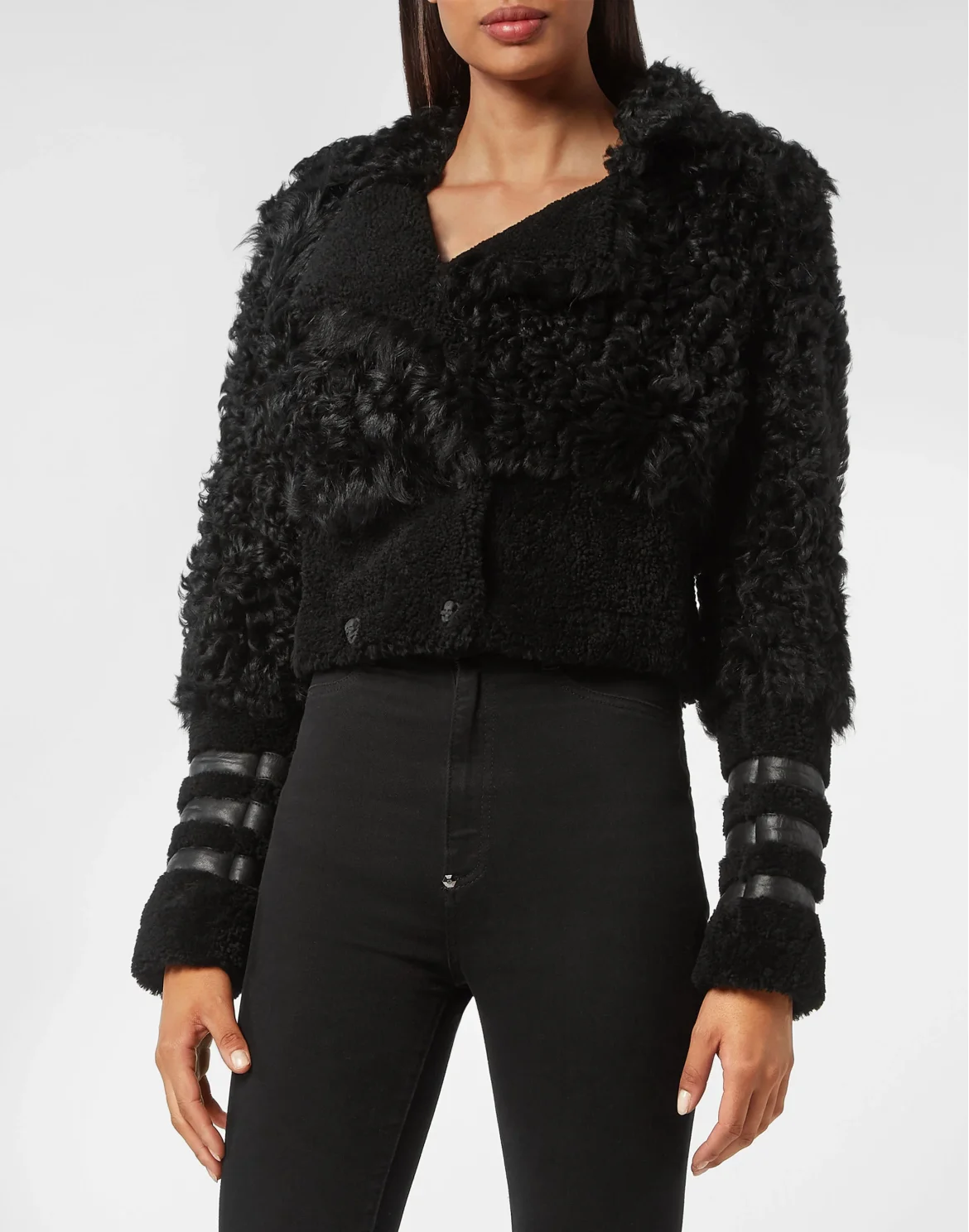 Shearling Jacket Gothic Plein, цвет: Черный