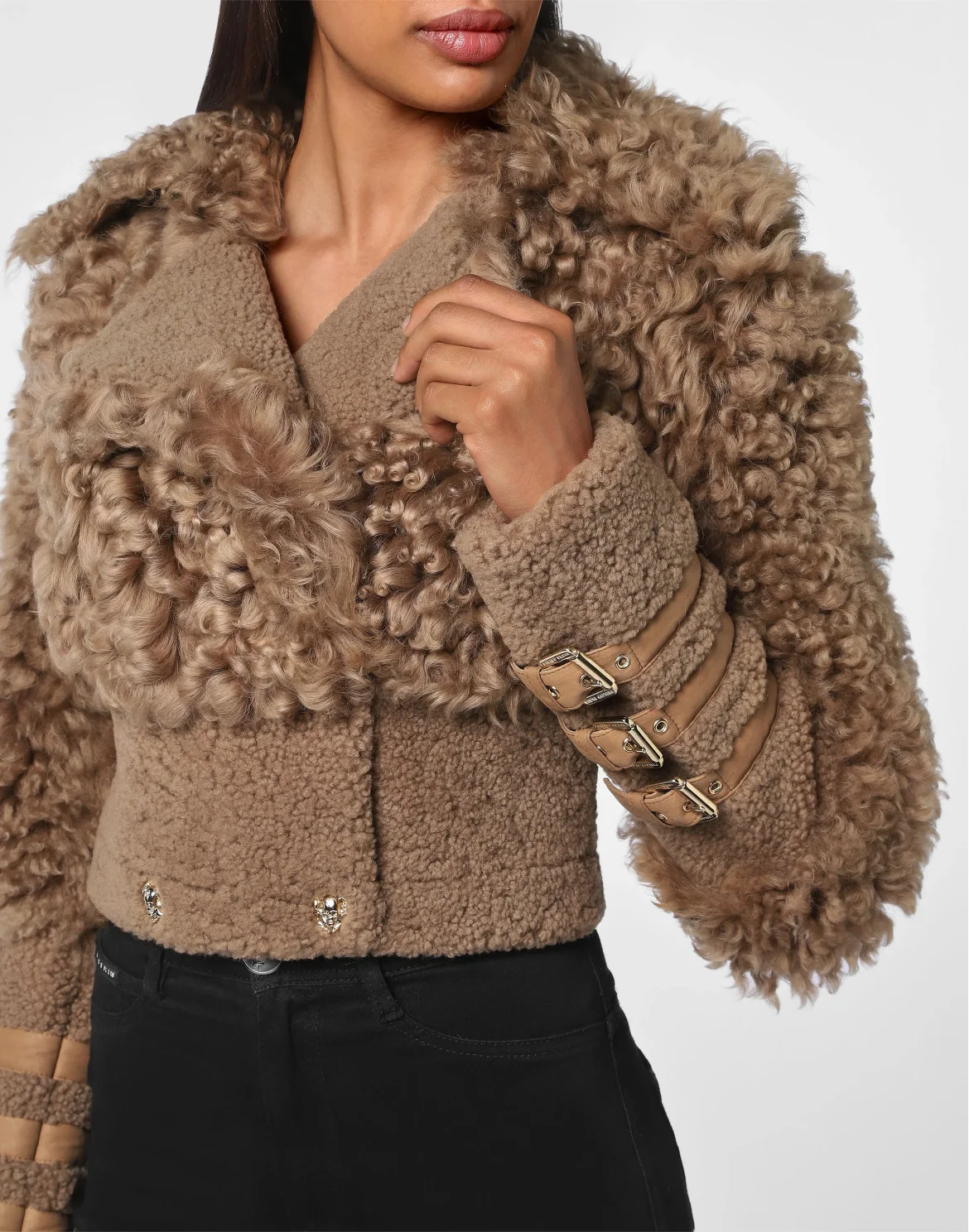 Shearling Jacket Gothic Plein, цвет: Бежевый