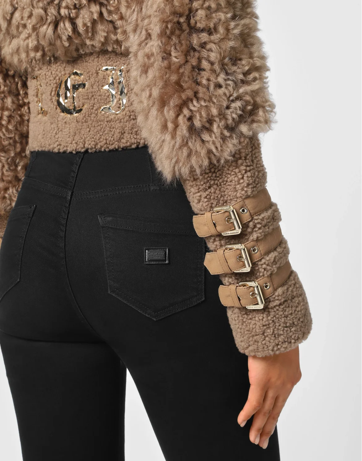 Shearling Jacket Gothic Plein, цвет: Бежевый