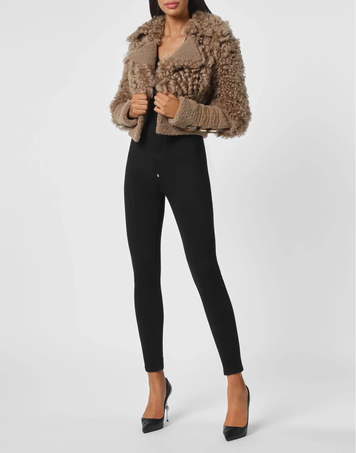 Shearling Jacket Gothic Plein, цвет: Бежевый