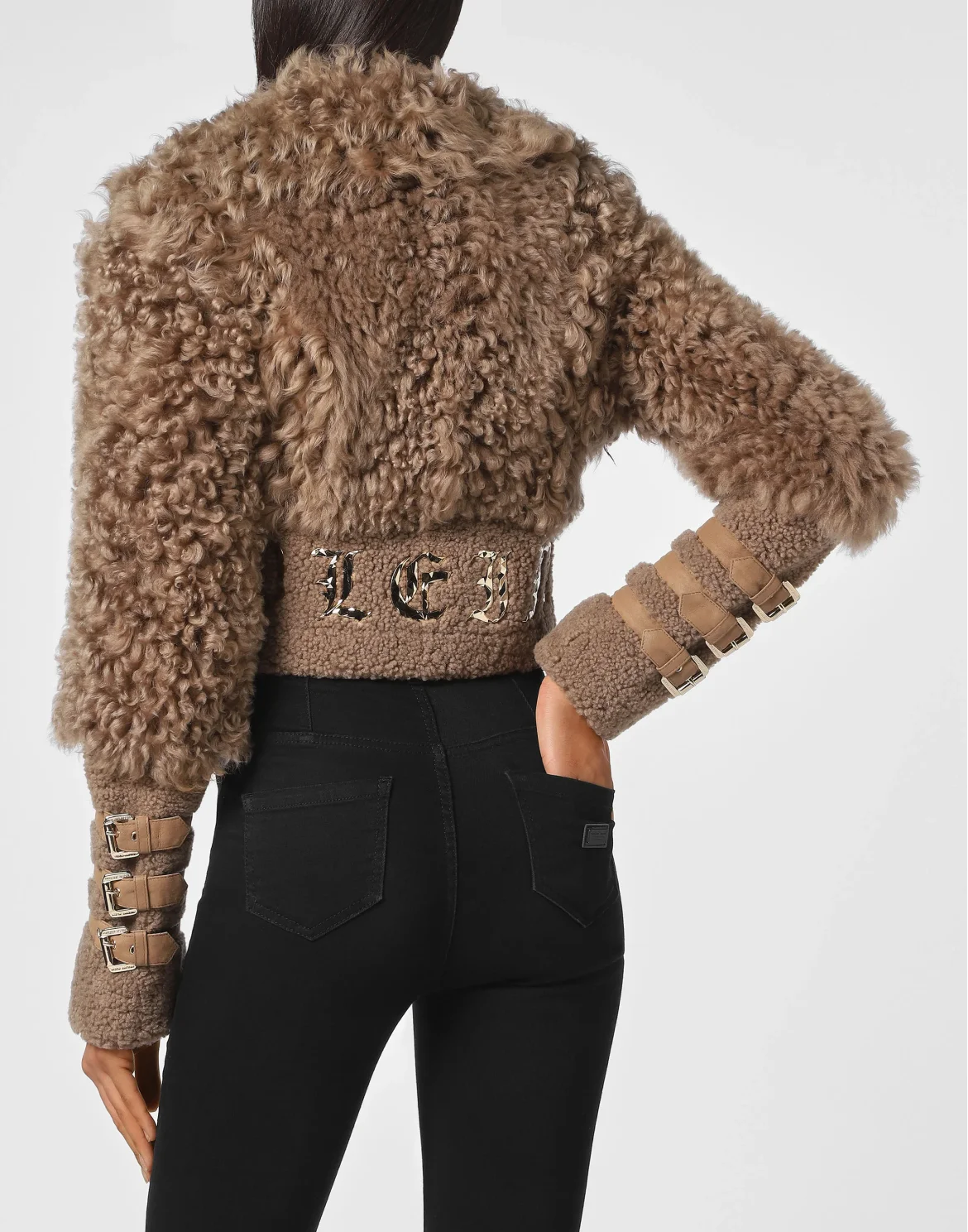 Shearling Jacket Gothic Plein, цвет: Бежевый