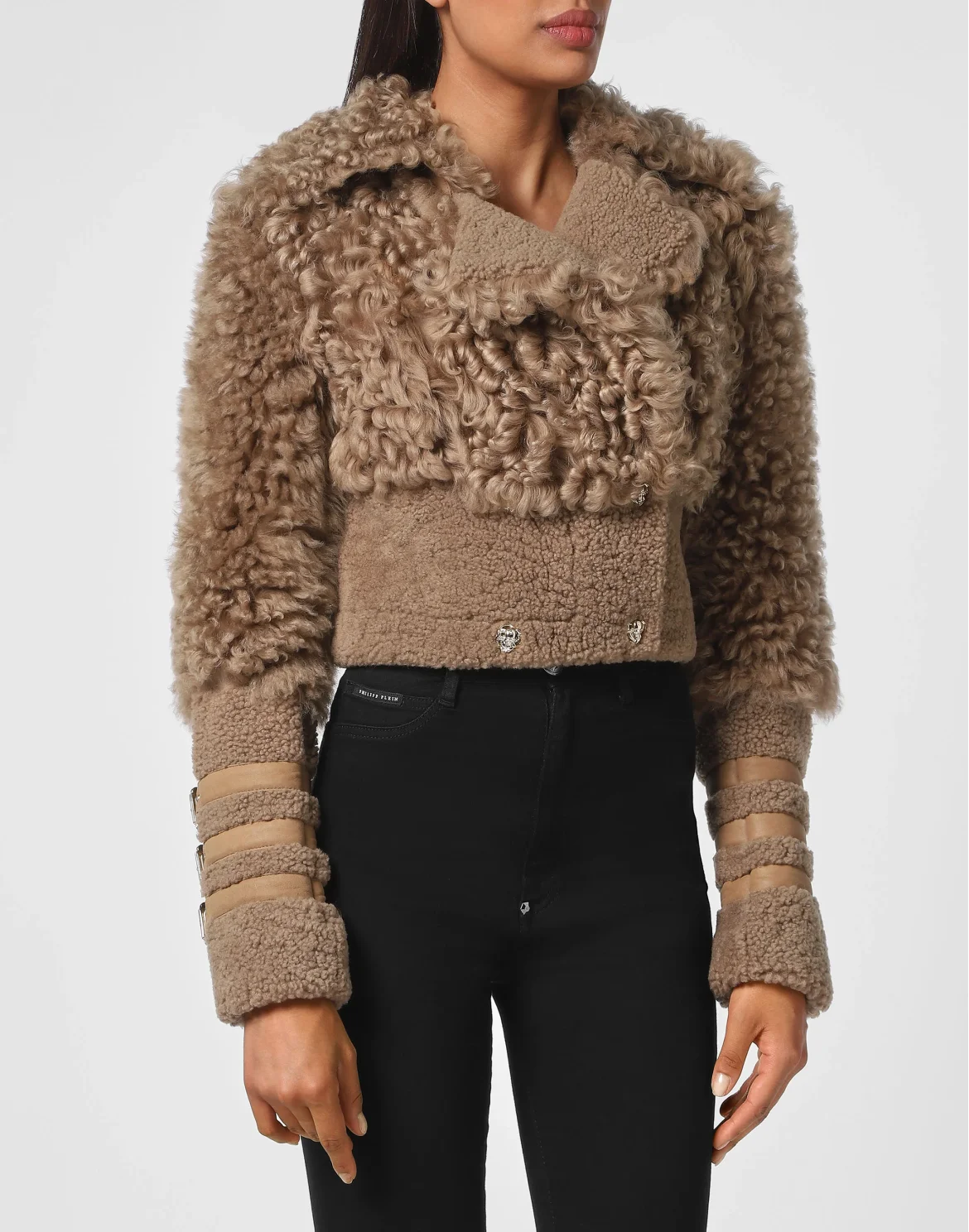 Shearling Jacket Gothic Plein, цвет: Бежевый