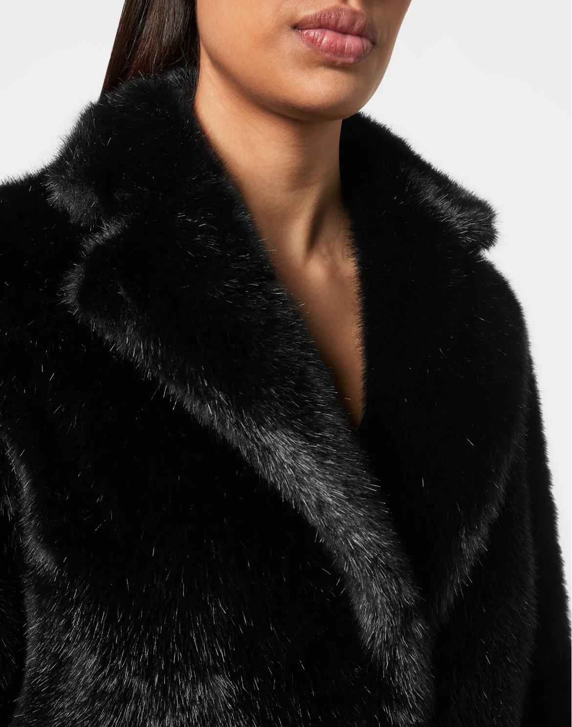 Eco fur Long Coat Monsters, цвет: Черный