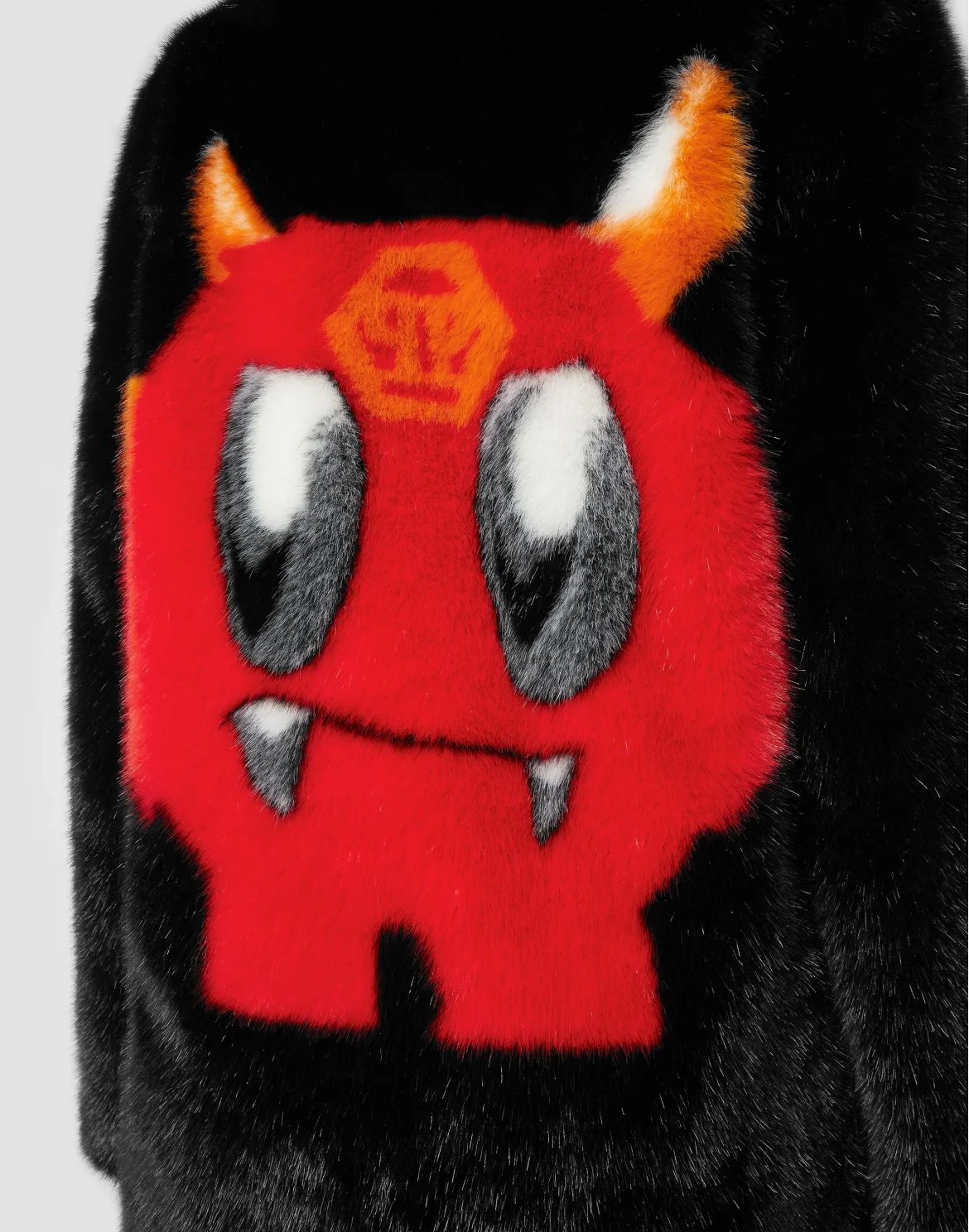 Eco fur Long Coat Monsters, цвет: Черный