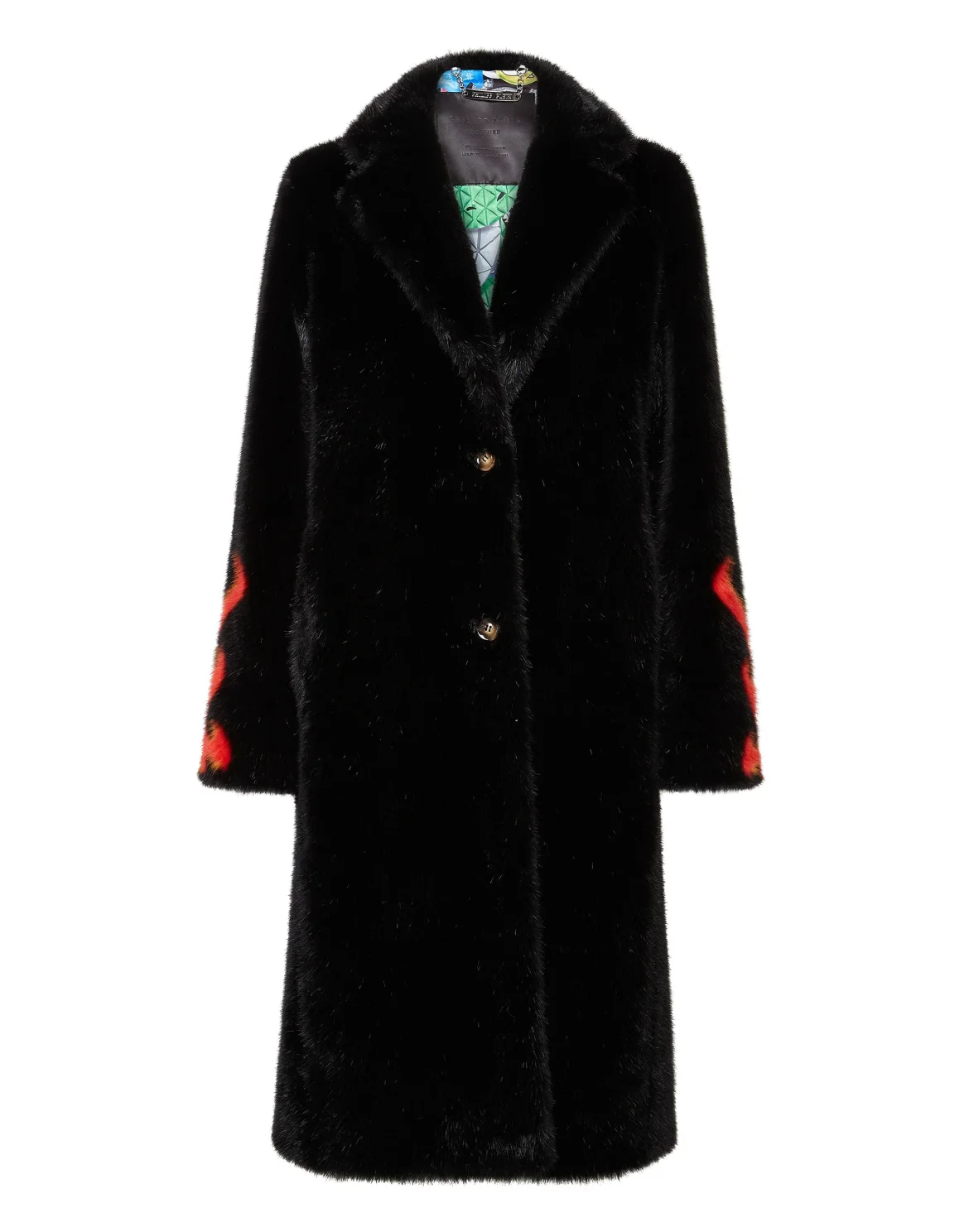 Eco fur Long Coat Monsters, цвет: Черный
