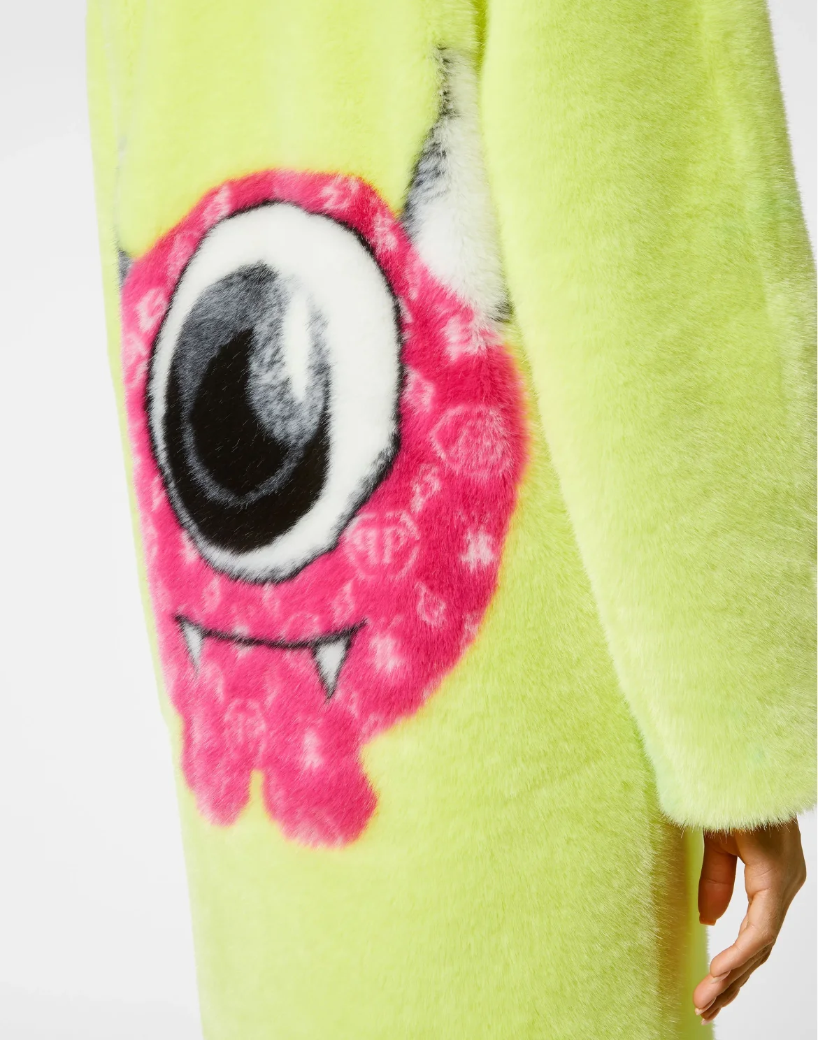 Eco fur Long Coat Monsters, цвет: Желтый