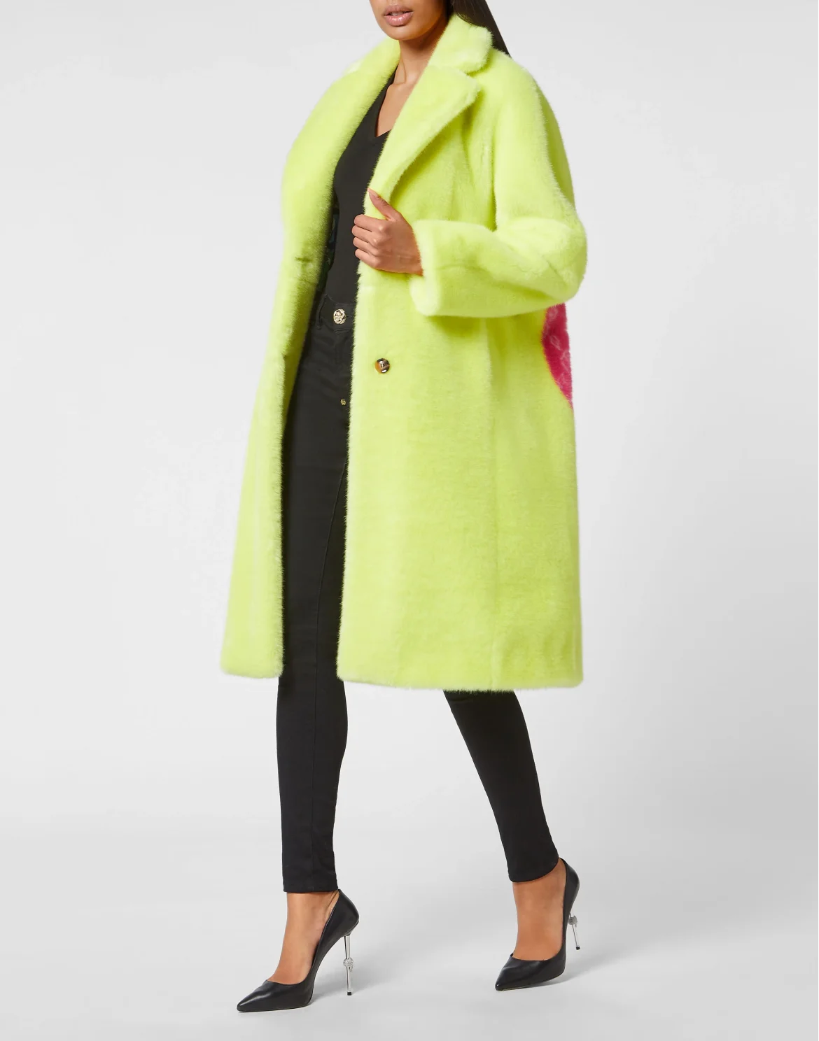 Eco fur Long Coat Monsters, цвет: Желтый