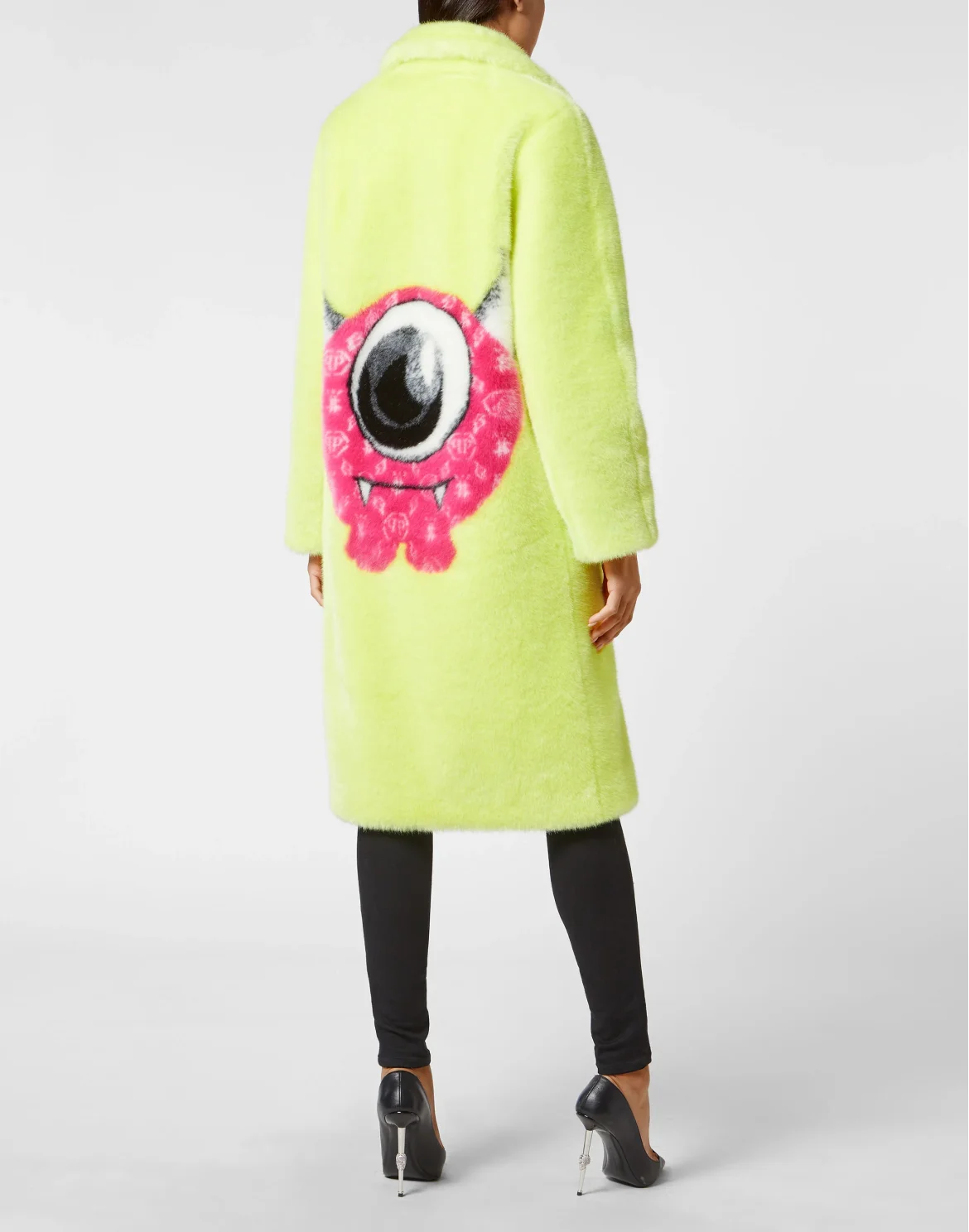 Eco fur Long Coat Monsters, цвет: Желтый