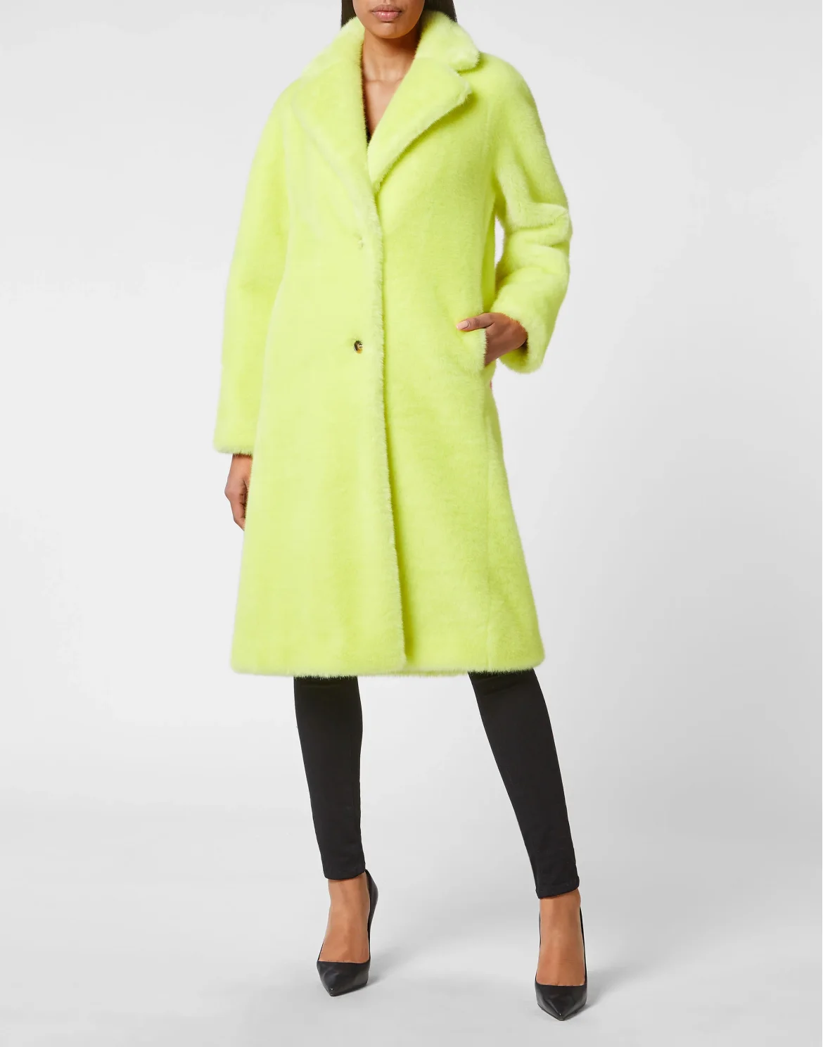Eco fur Long Coat Monsters, цвет: Желтый