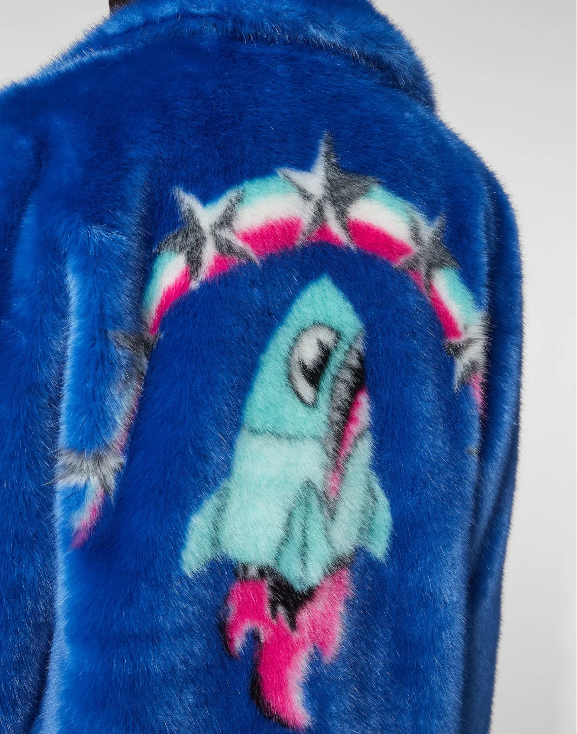 Eco fur Long Coat Monsters, цвет: Синий