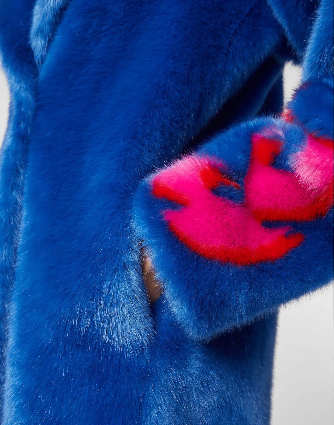 Eco fur Long Coat Monsters, цвет: Синий