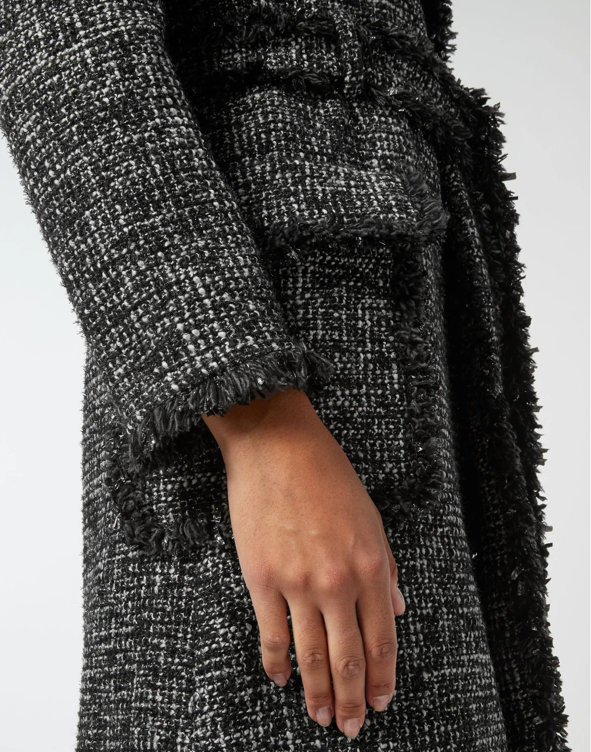 Tweed Long Coat, цвет: Черный