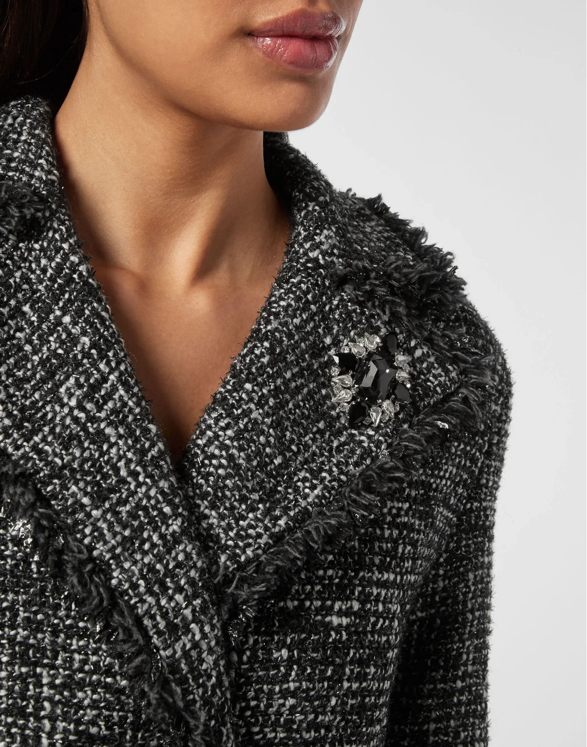 Tweed Long Coat, цвет: Черный