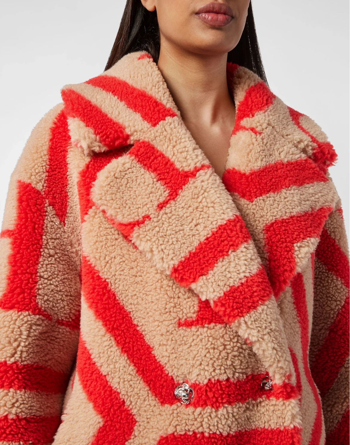 Eco Fur Long Coat Monogram, цвет: Бежевый