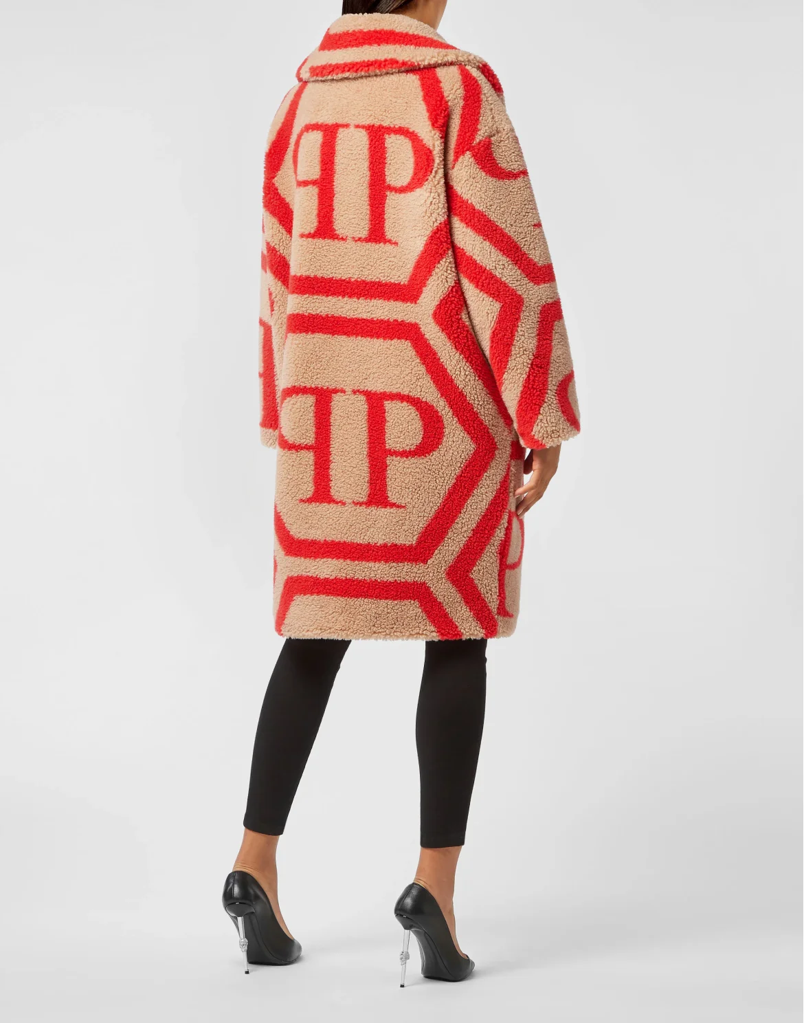Eco Fur Long Coat Monogram, цвет: Бежевый
