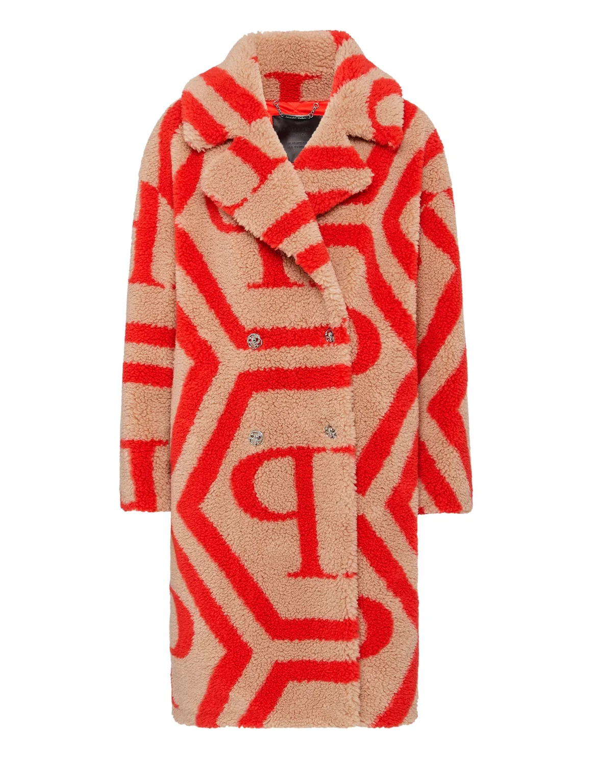 Eco Fur Long Coat Monogram, цвет: Бежевый