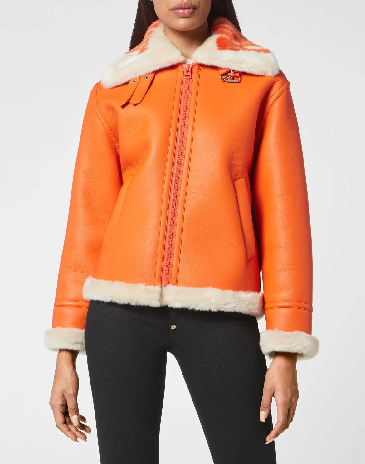 Eco fur Aviator Coat Philipp Plein TM, цвет: Оранжевый