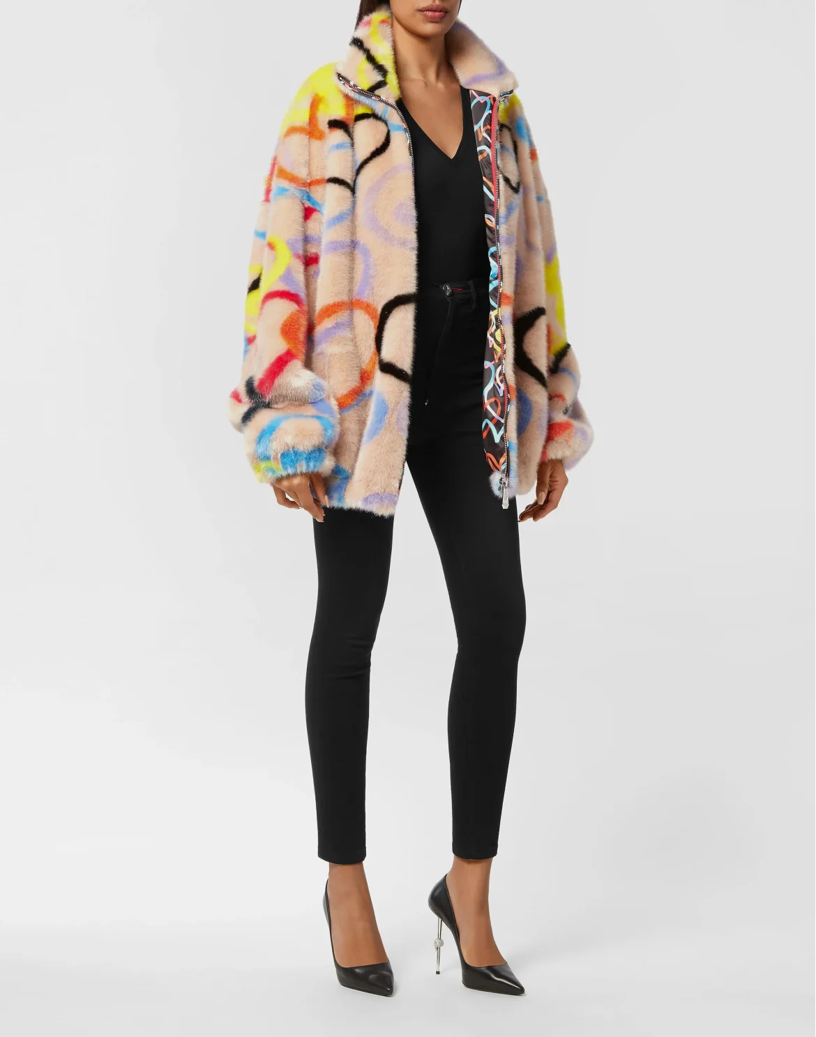 Eco Fur Jacket Heart, цвет: Мультиколор