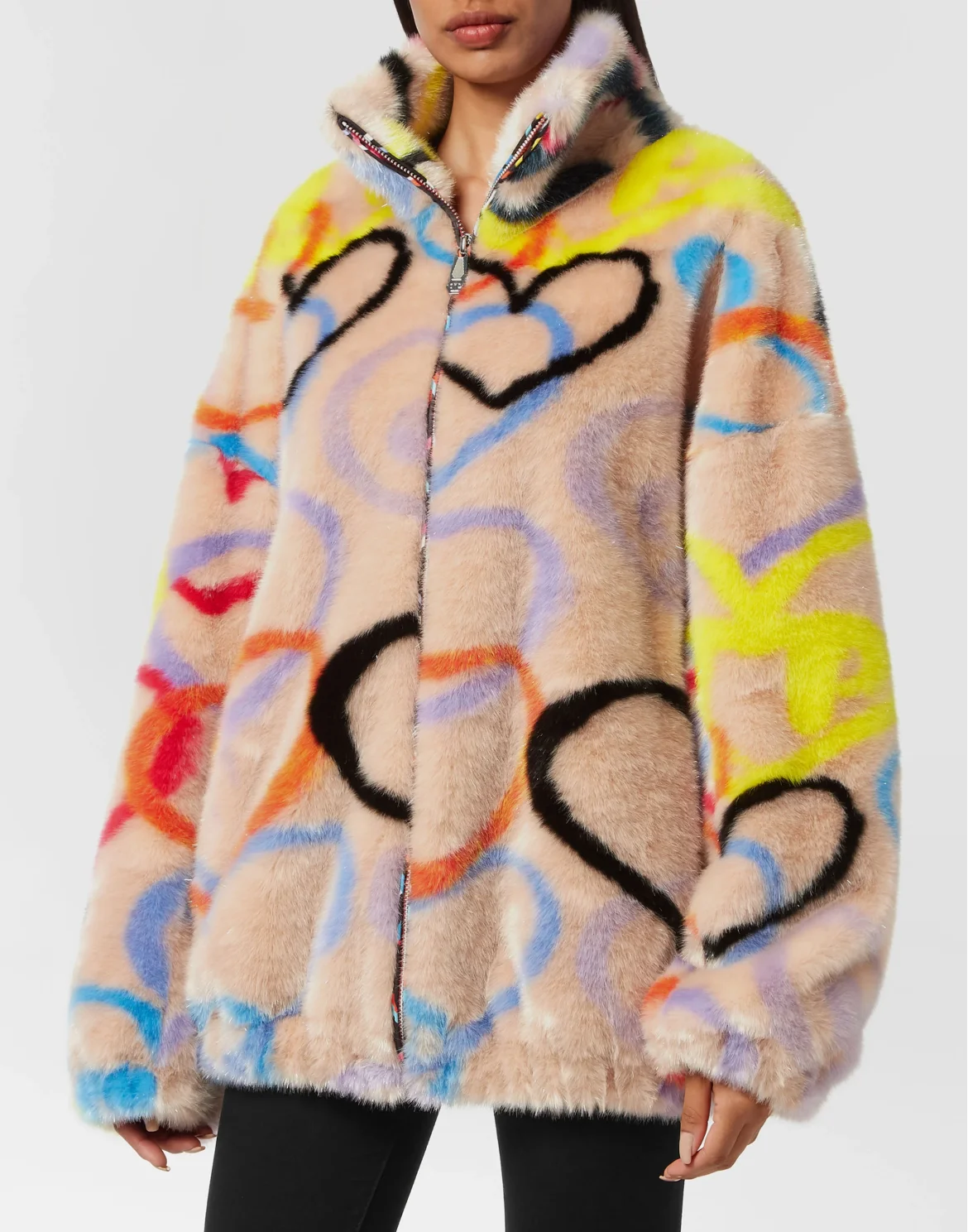 Eco Fur Jacket Heart, цвет: Мультиколор