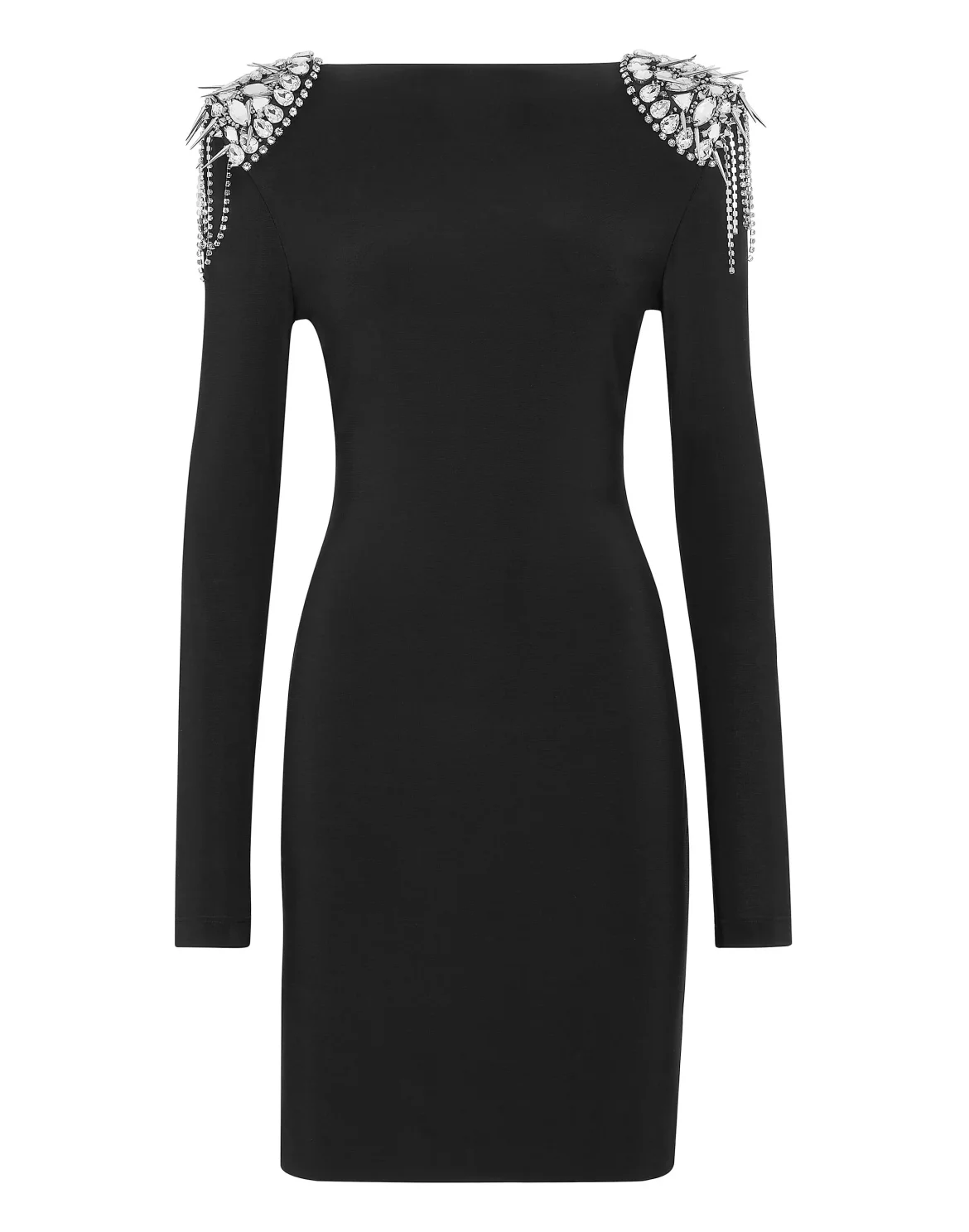 Draped Mini Dress with Crystals, цвет: Серый