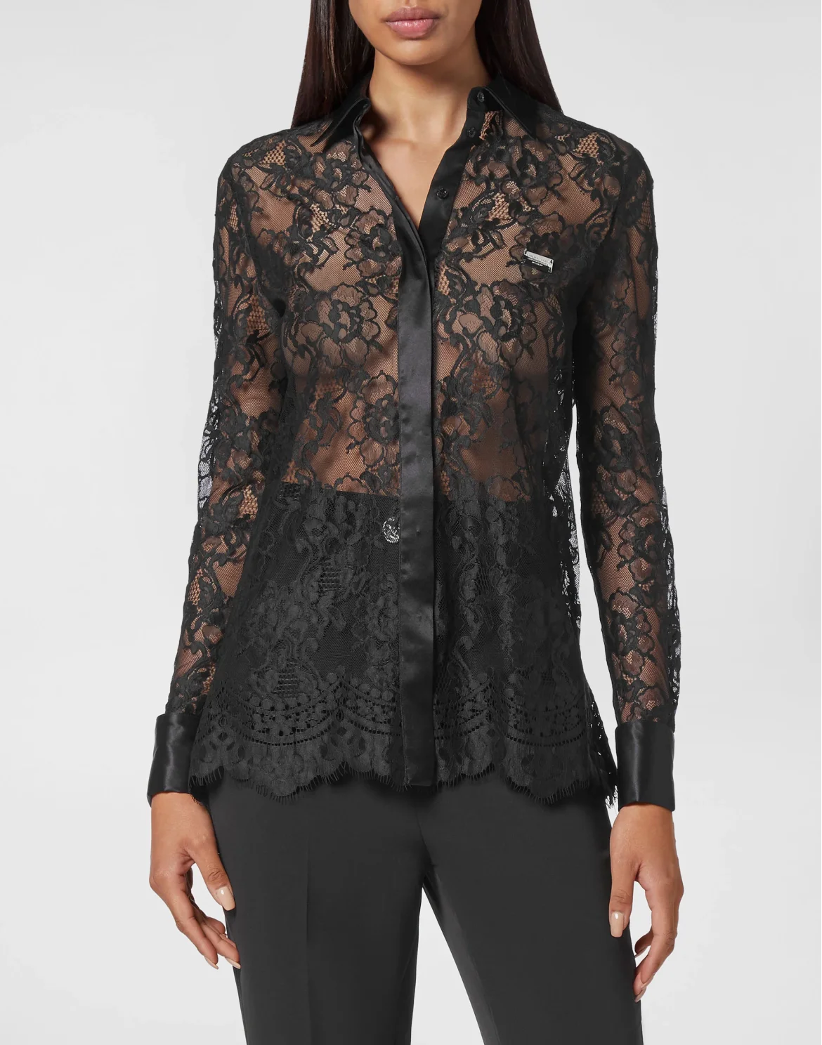 Lace Classic Shirt Lace, цвет: Черный