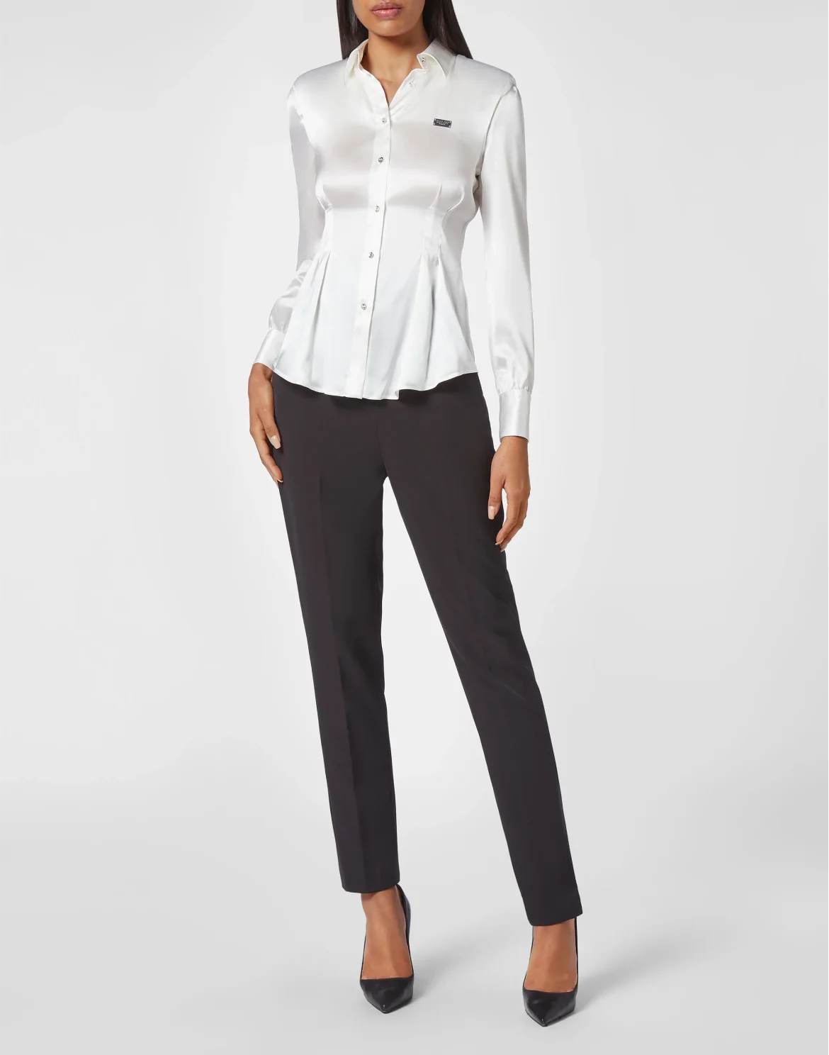 Silk Padded Shoulder Shirt, цвет: Белый
