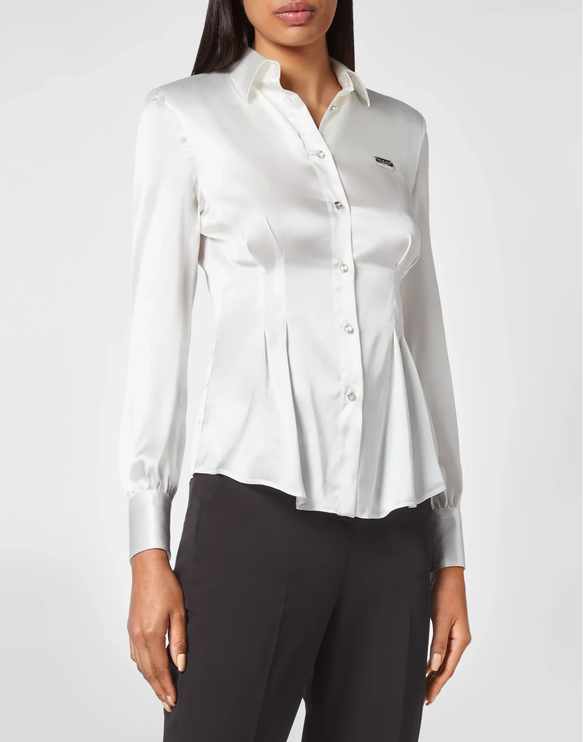 Silk Padded Shoulder Shirt, цвет: Белый