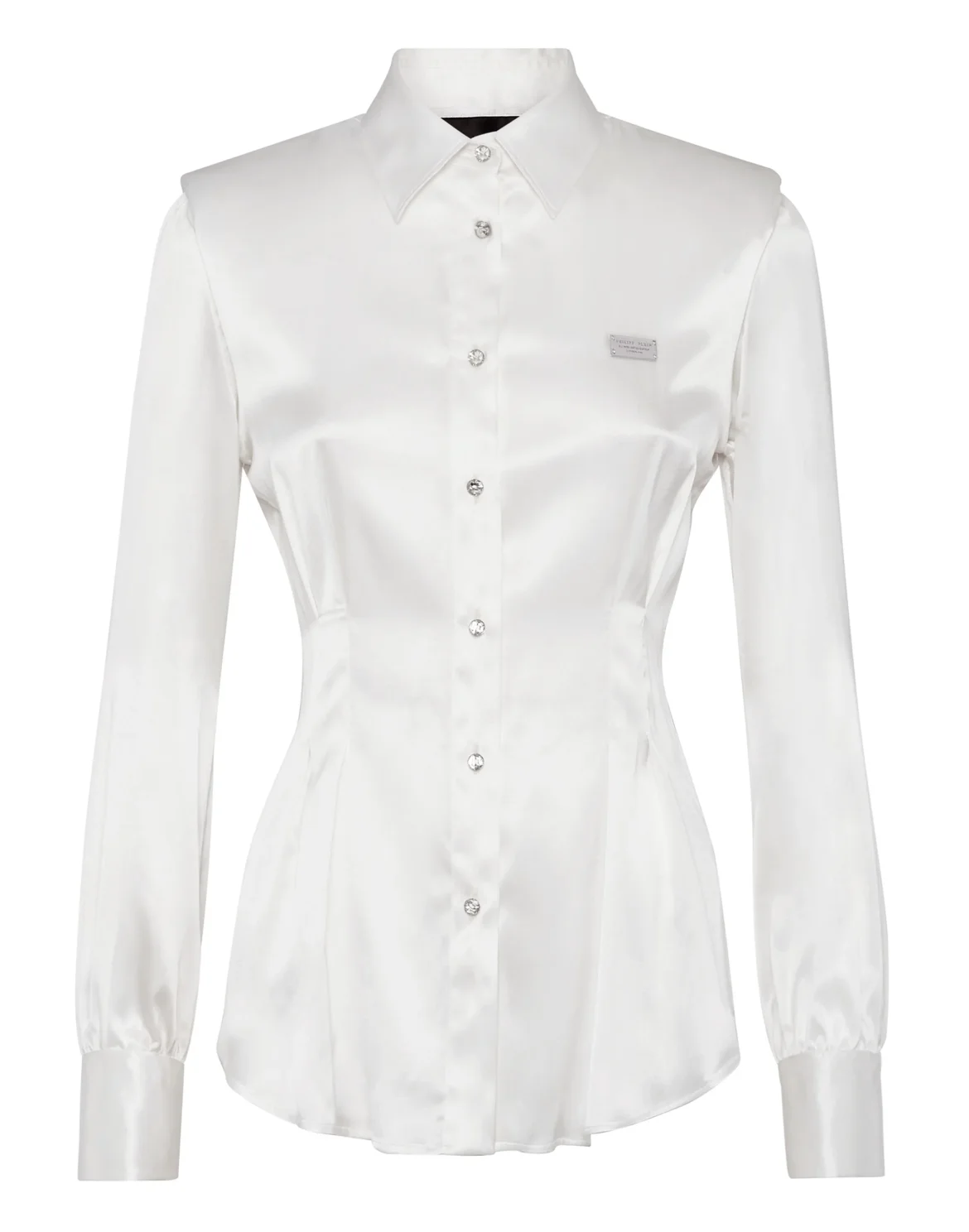 Silk Padded Shoulder Shirt, цвет: Белый