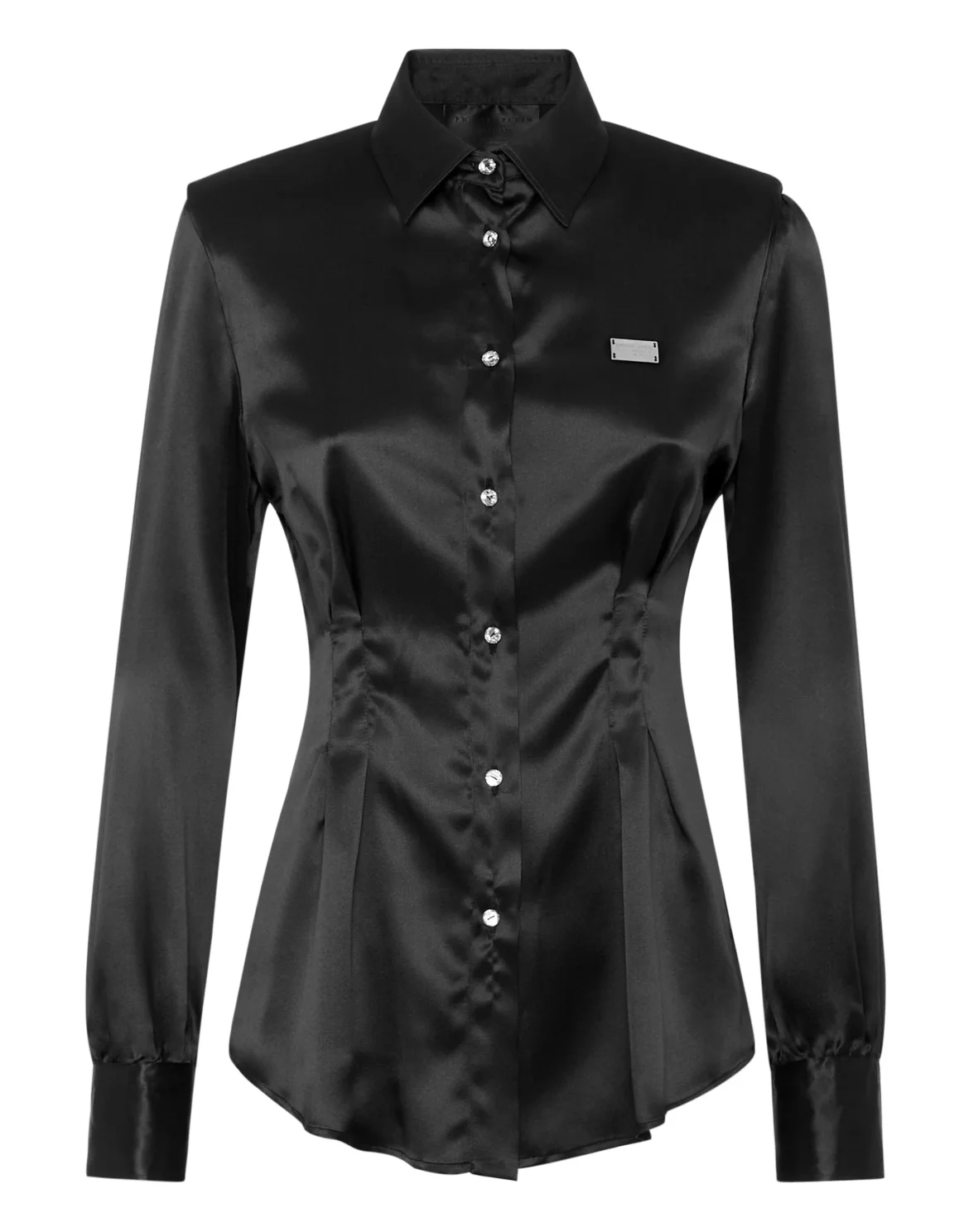 Silk Padded Shoulder Shirt, цвет: Черный