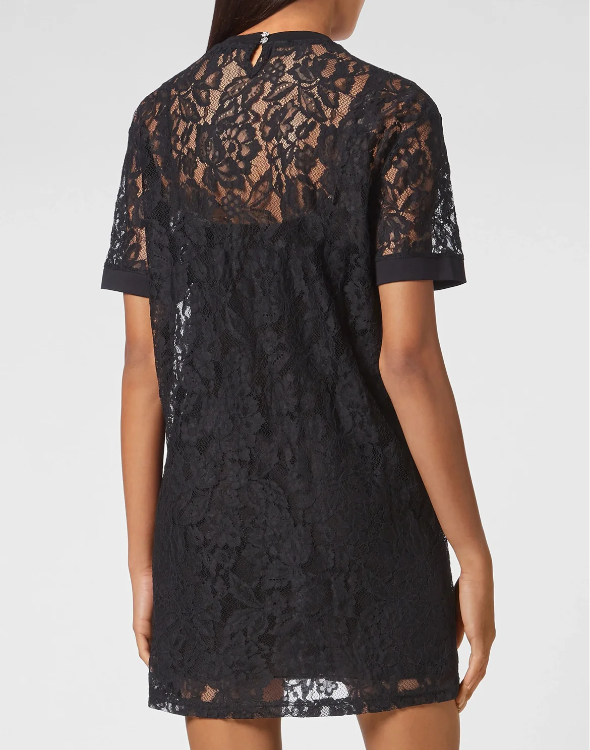 T-shirt Short Dresses Lace, цвет: Черный